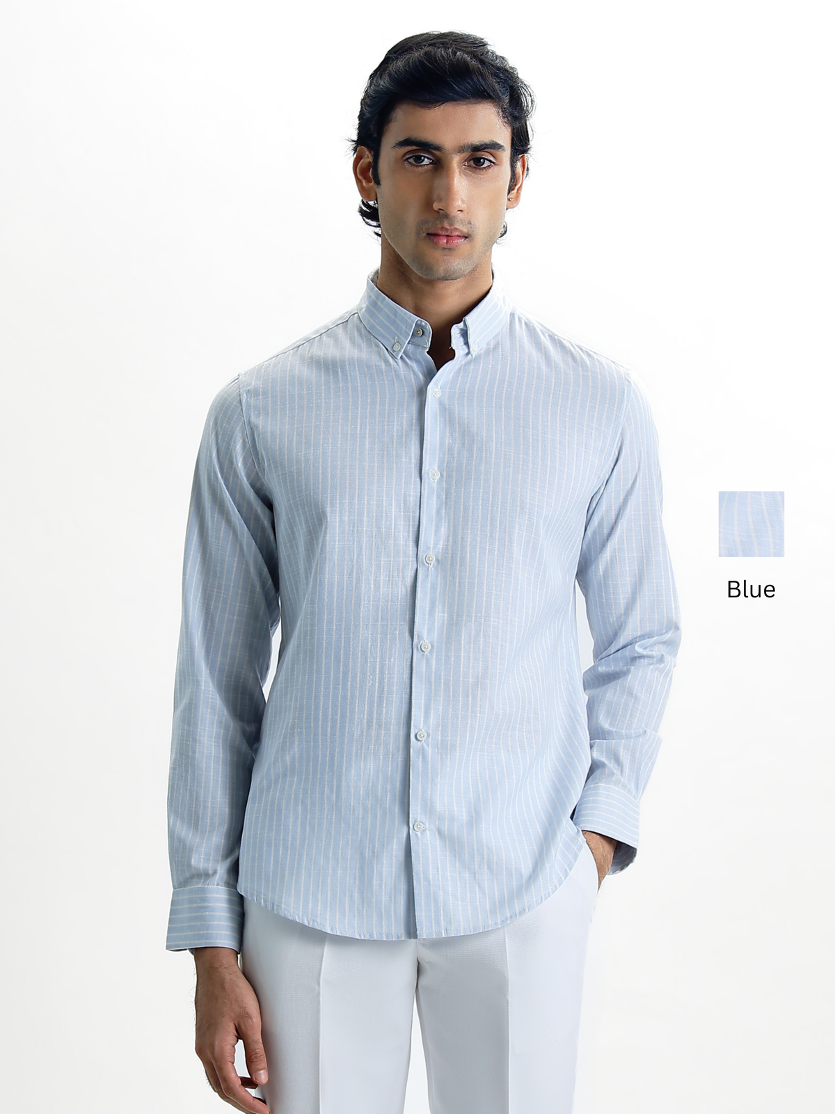 Evor- Regular Fit Striped Linen Shirt
