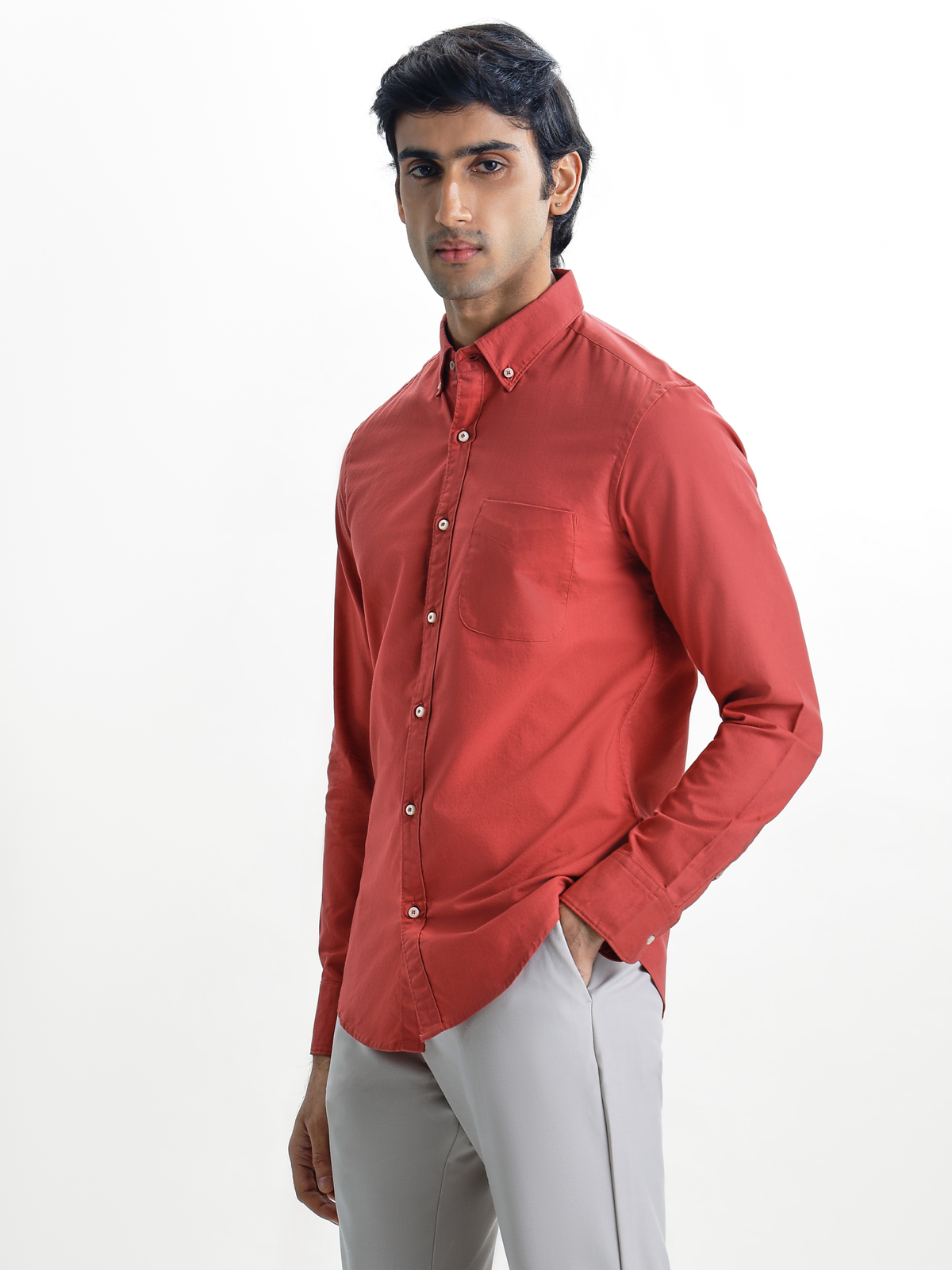 AUXOR- Coral Regular Fit Oxford Cotton Shirt