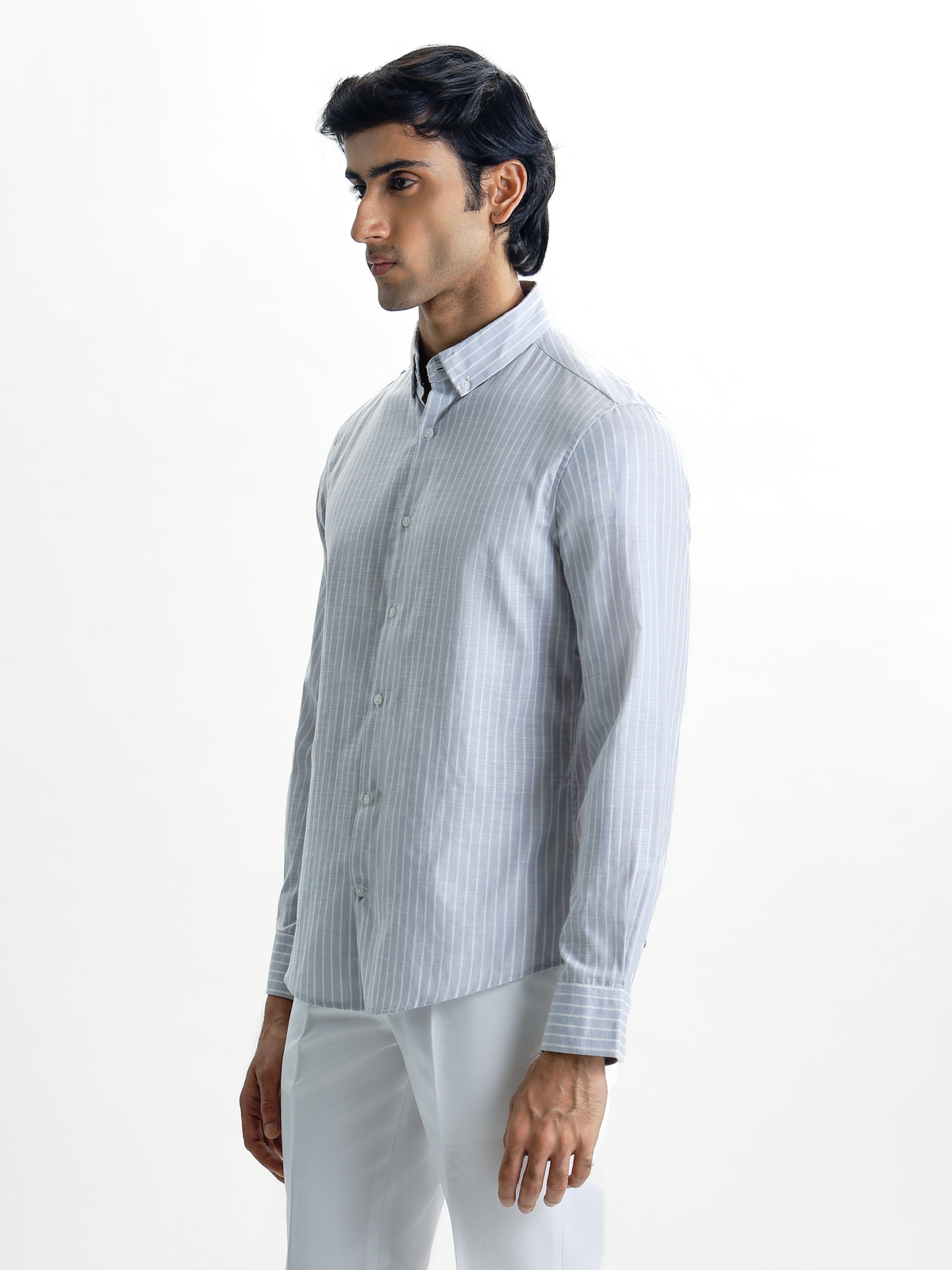 Evor- Violet Regular Fit Striped Linen Shirt