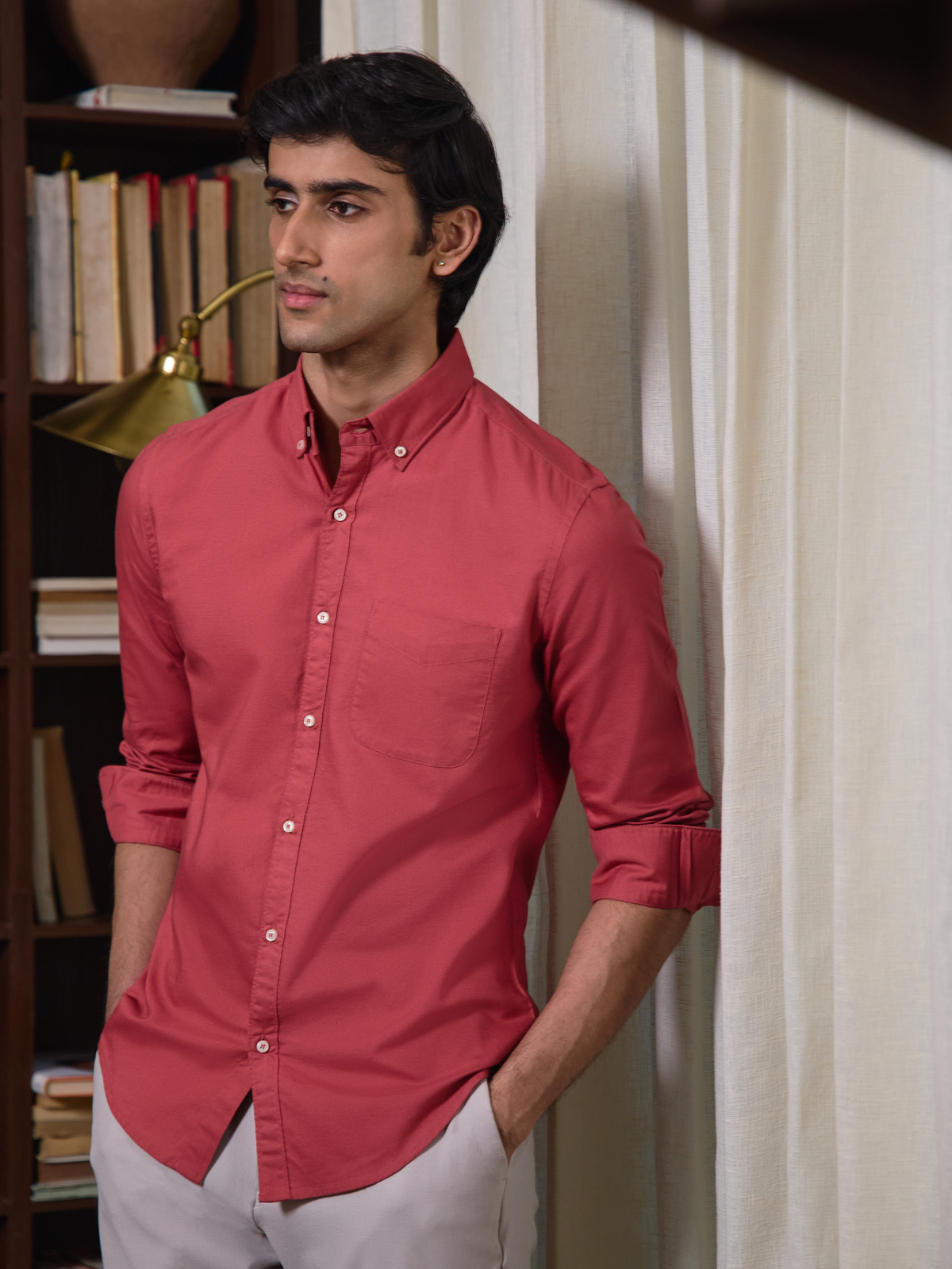 AUXOR- Coral Regular Fit Oxford Cotton Shirt