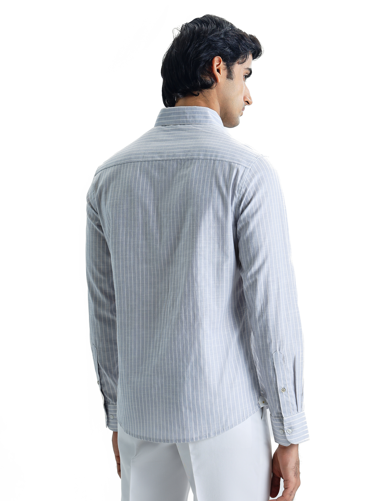 Evor- Violet Regular Fit Striped Linen Shirt
