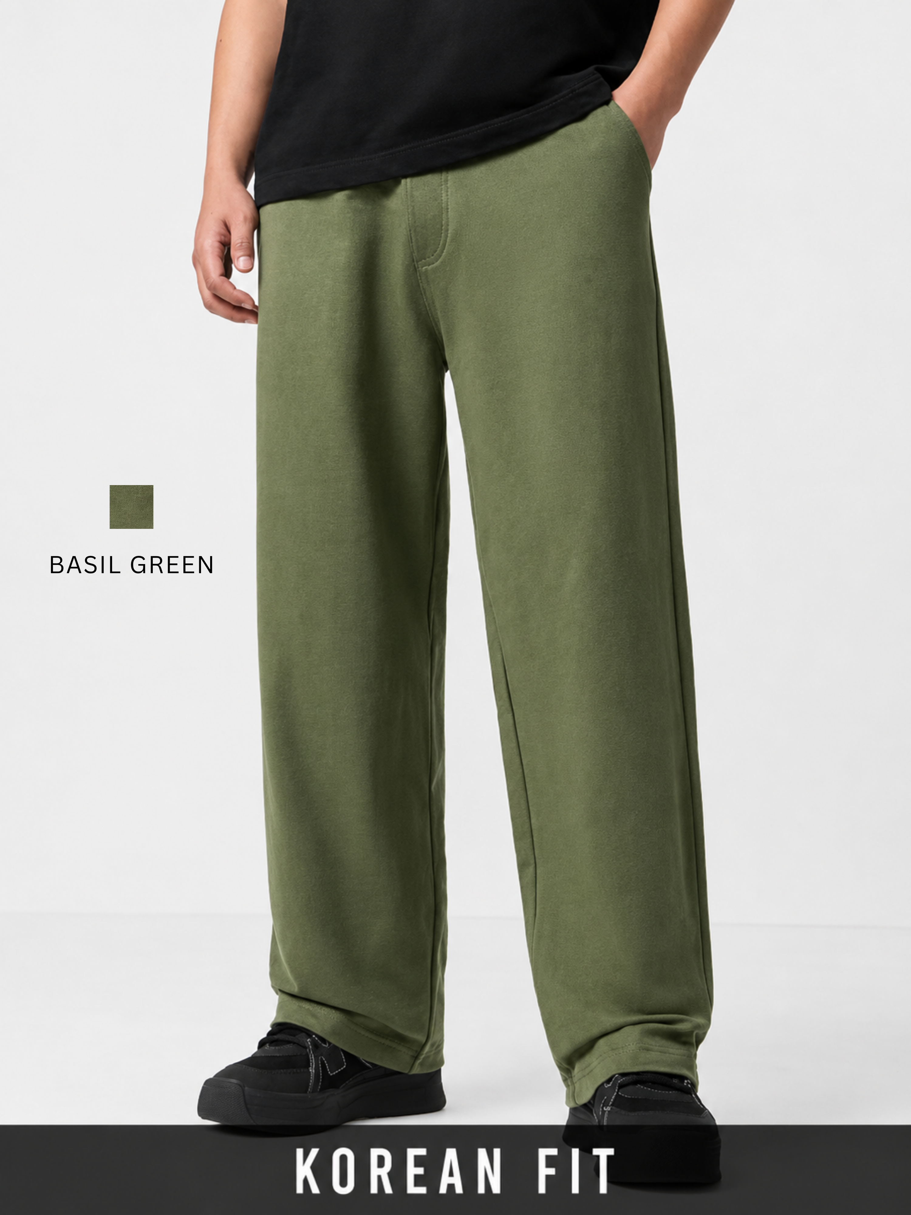 PB&J Men's Korean Joggers – Basil Green