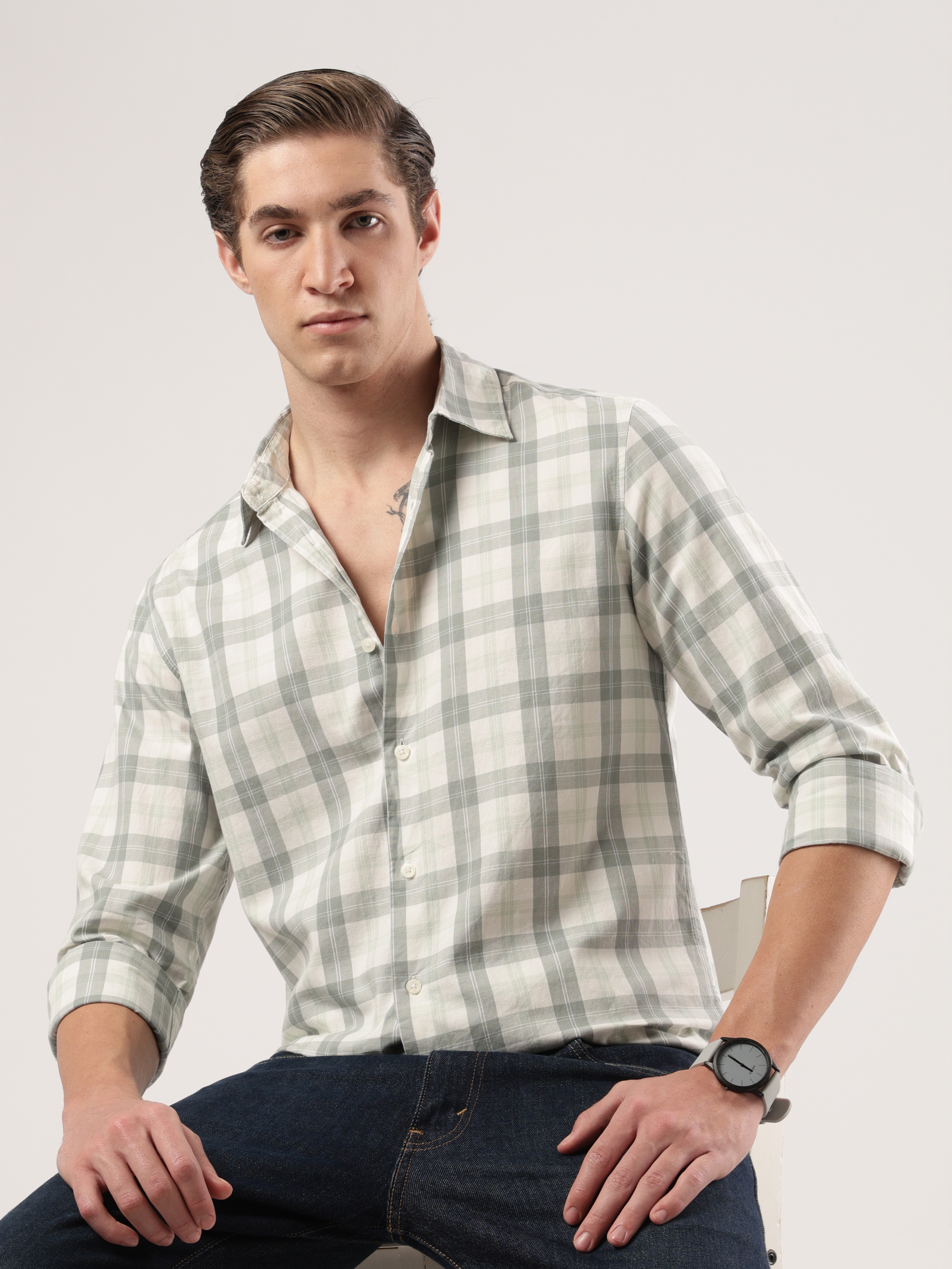 Green Mist Checks Shirt