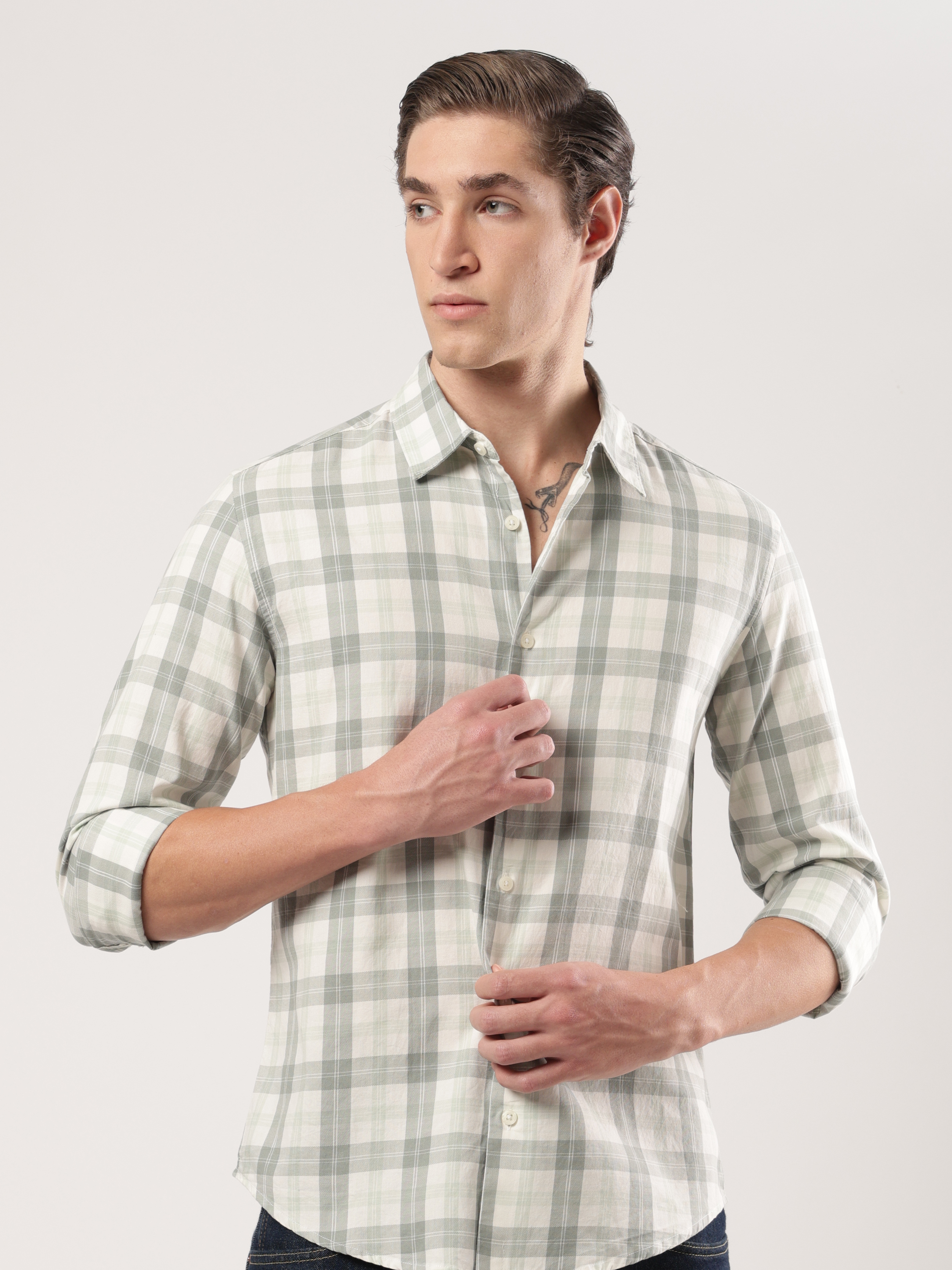 Green Mist Checks Shirt