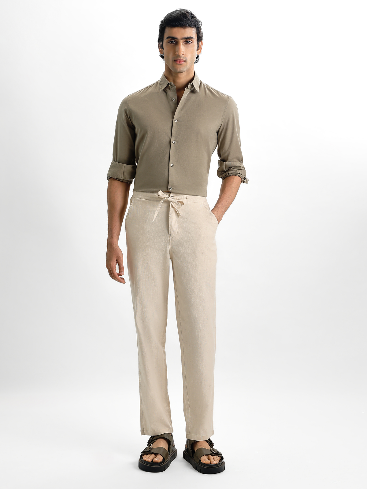 Natural Cream Linen Trousers