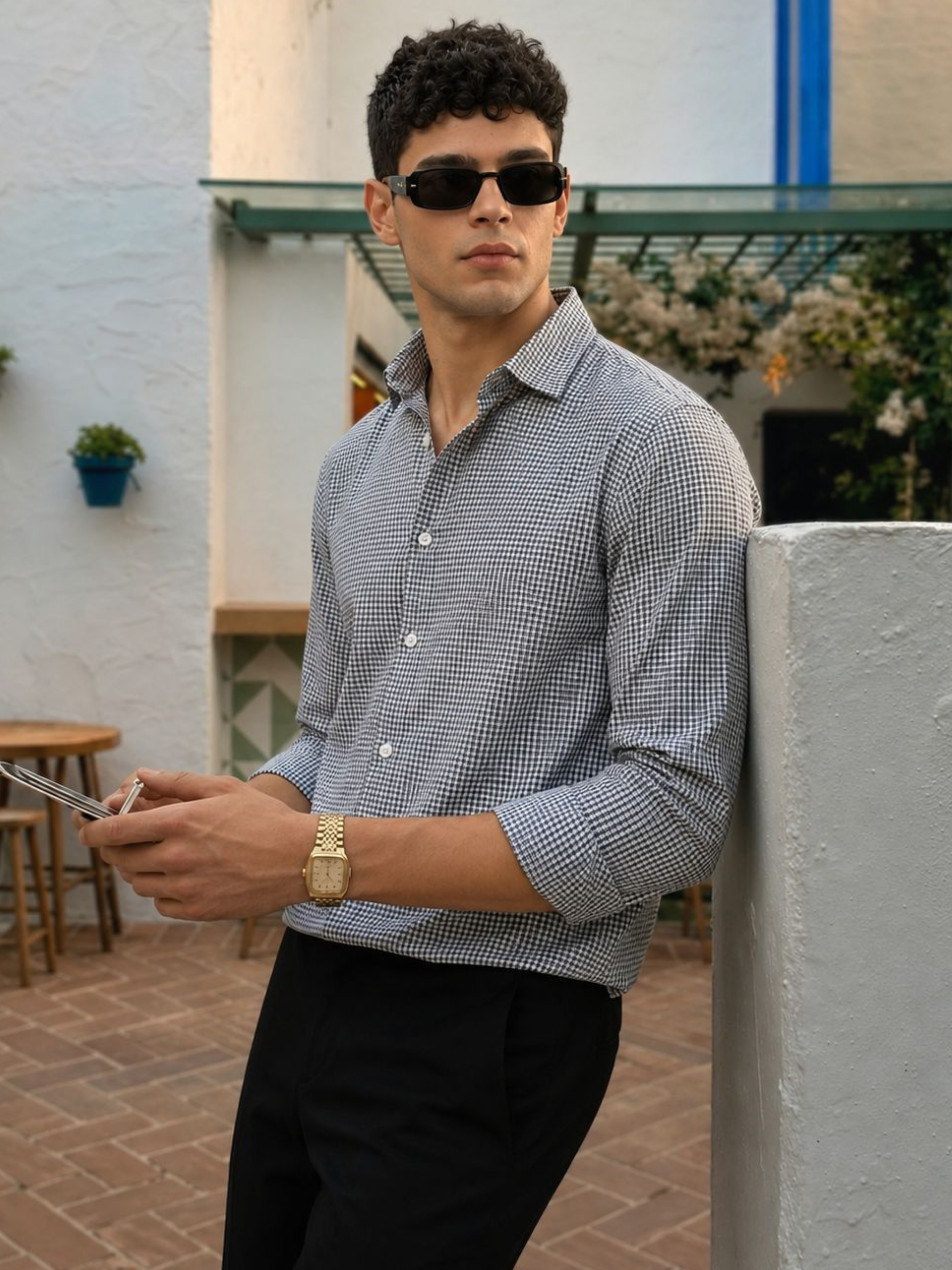 Green Micro Checks Shirt
