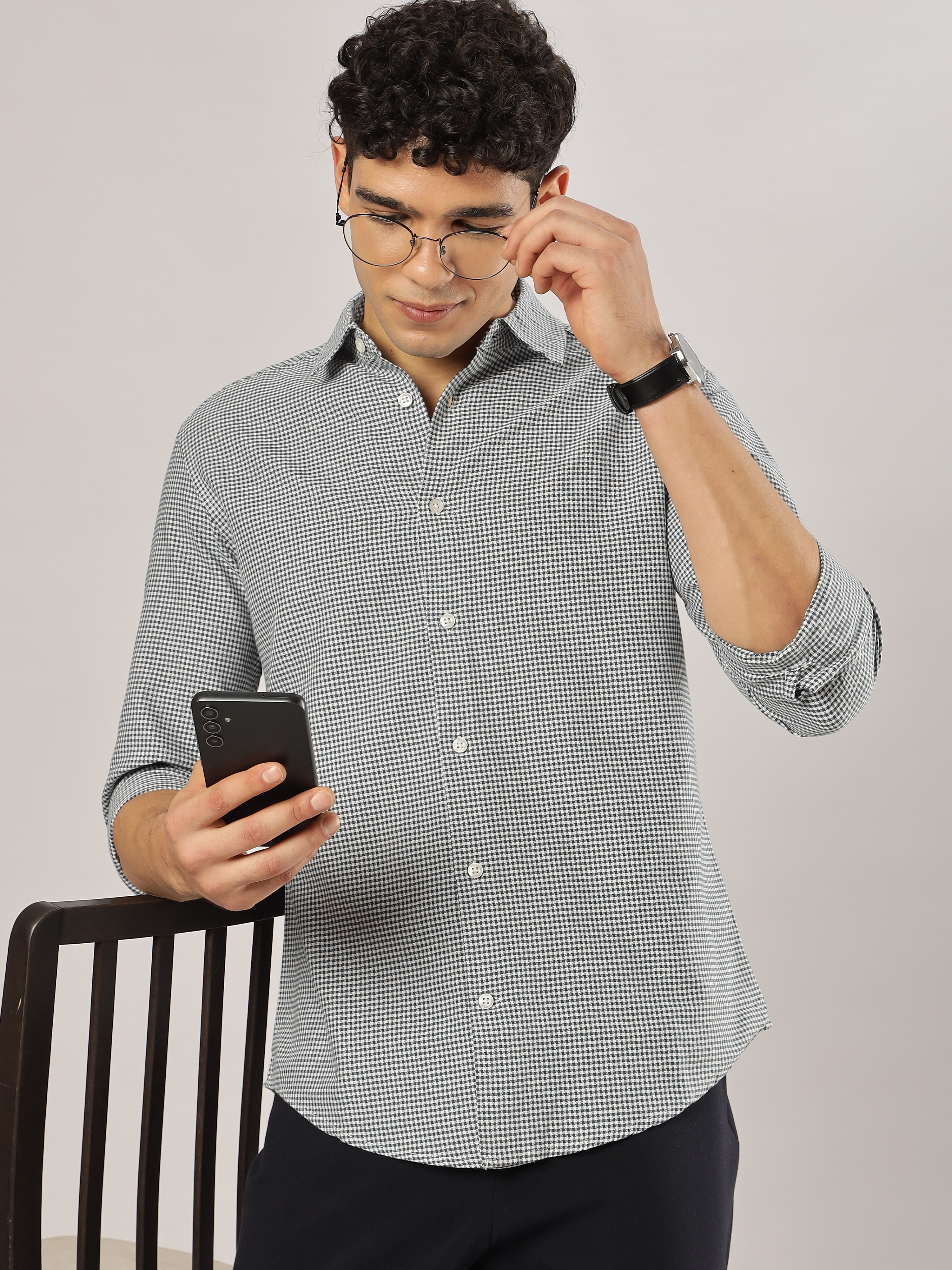 Green Micro Checks Shirt