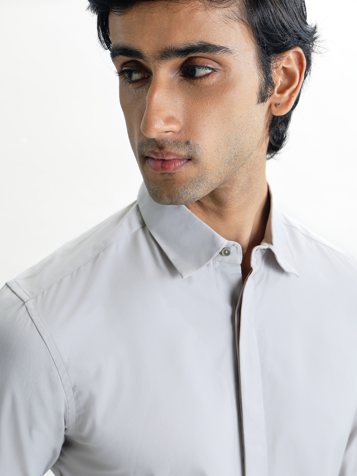 VINCENT-SMOKE GREY REGULAR FIT PEACH FINISH COTTON SHIRT
