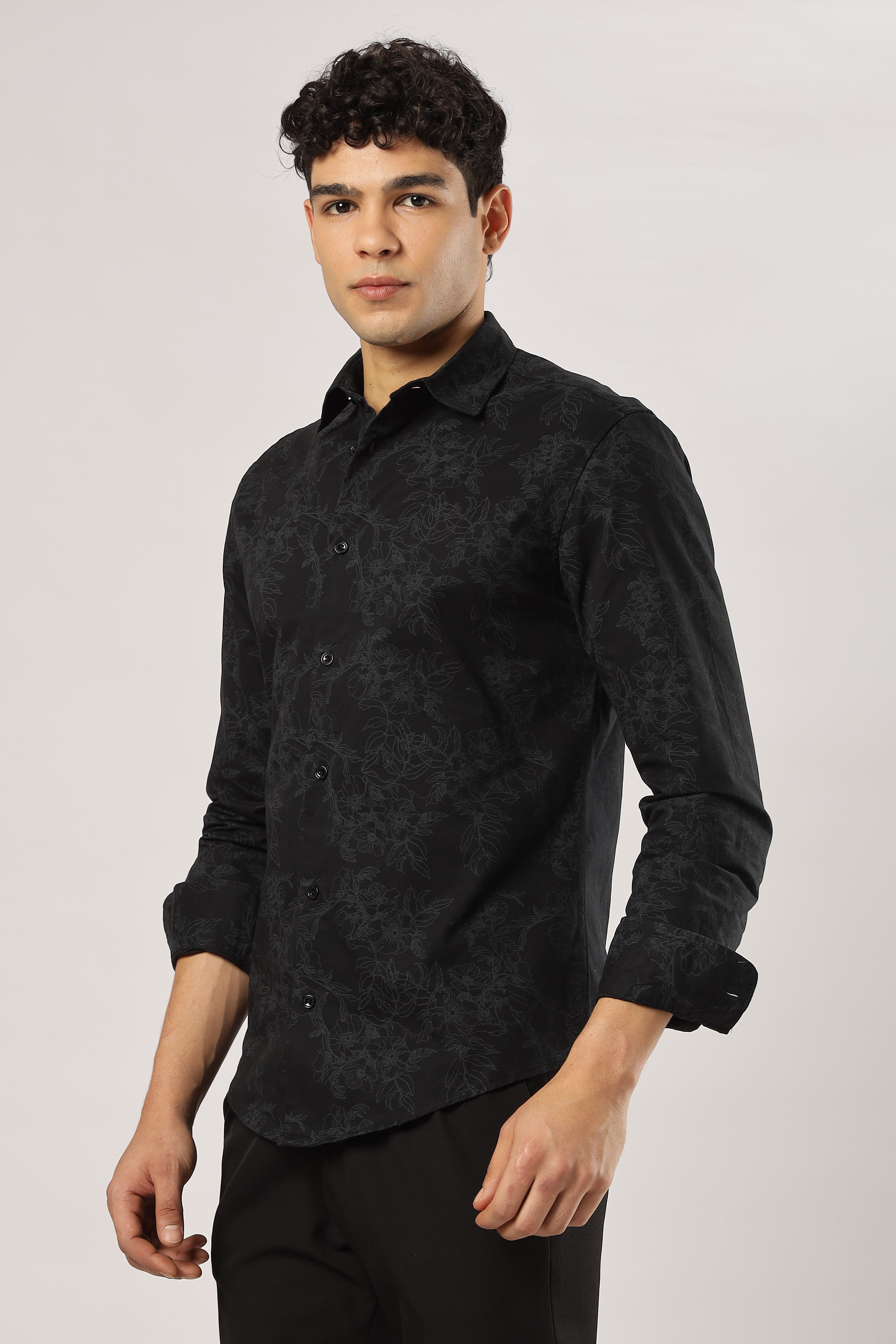 Heavy Midnight Floral Sketch Shirt