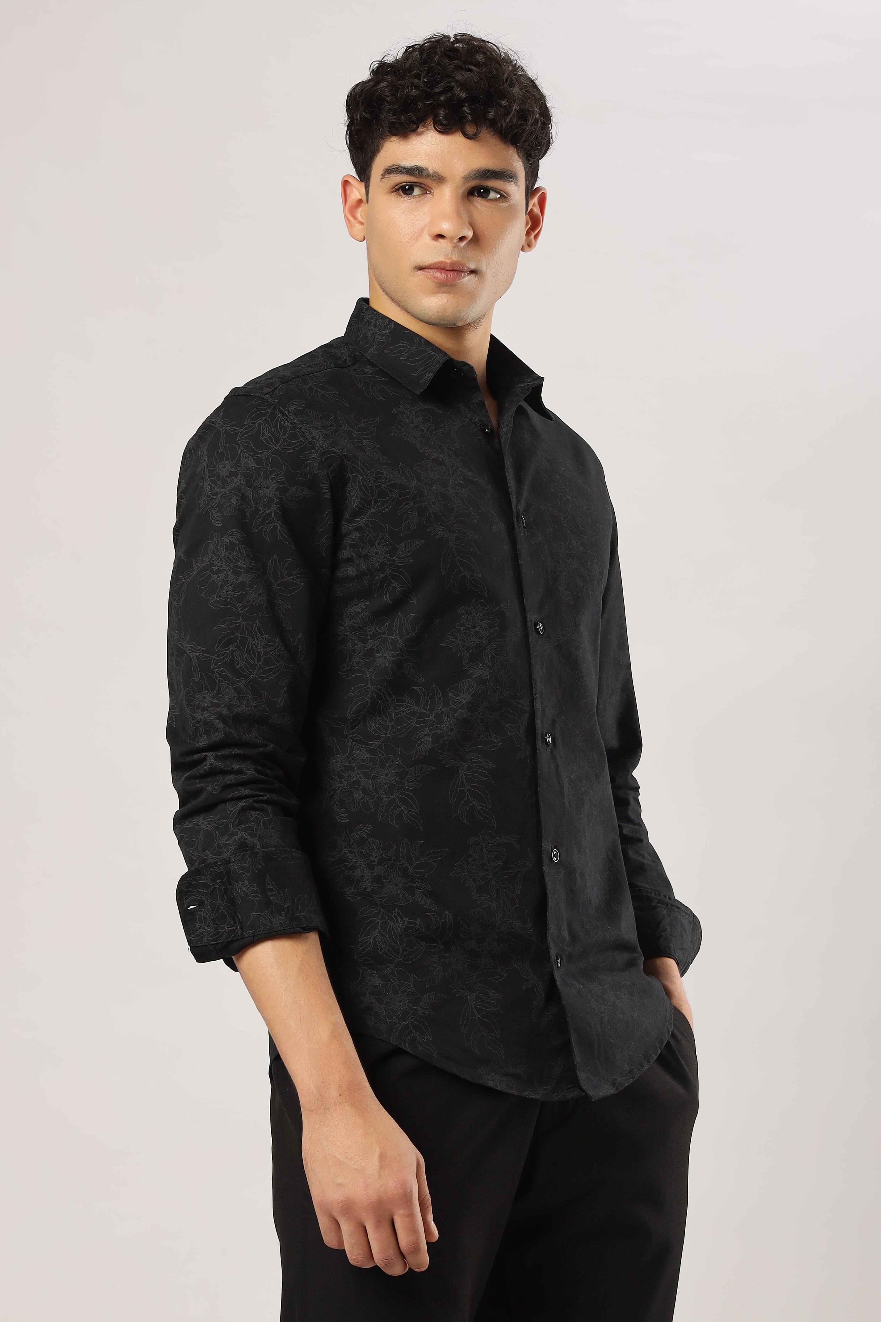 Heavy Midnight Floral Sketch Shirt