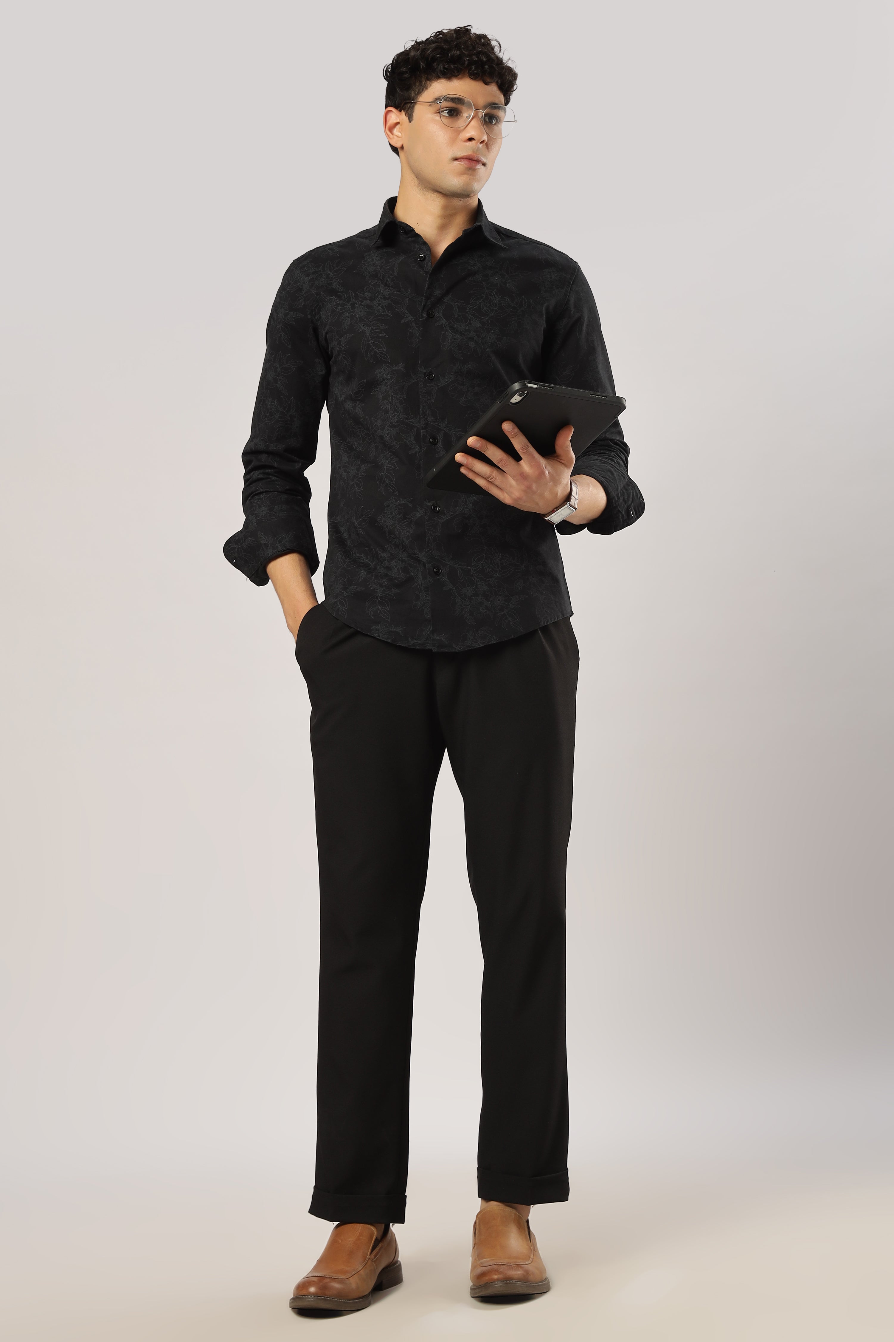 Heavy Midnight Floral Sketch Shirt