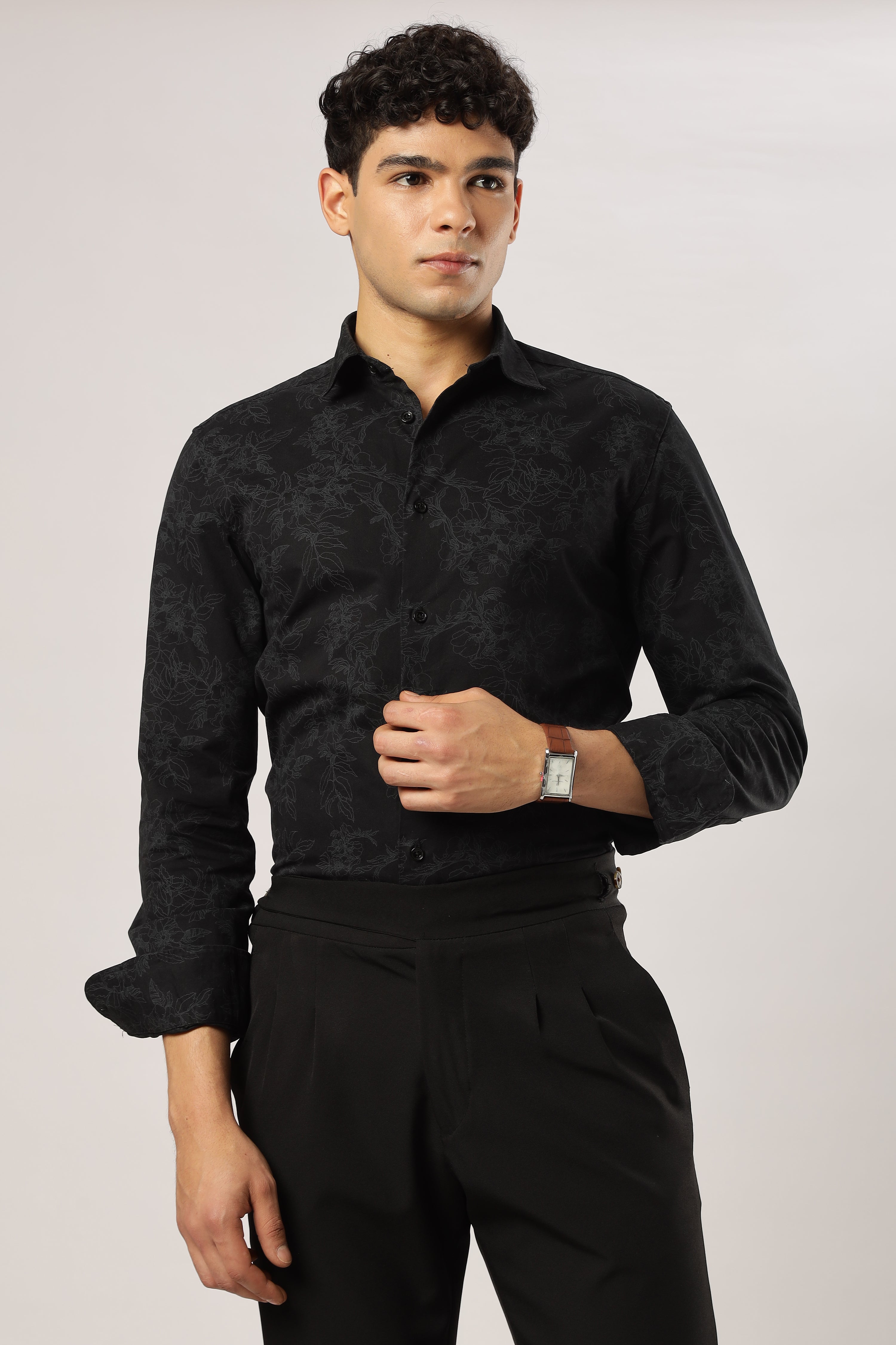 Heavy Midnight Floral Sketch Shirt