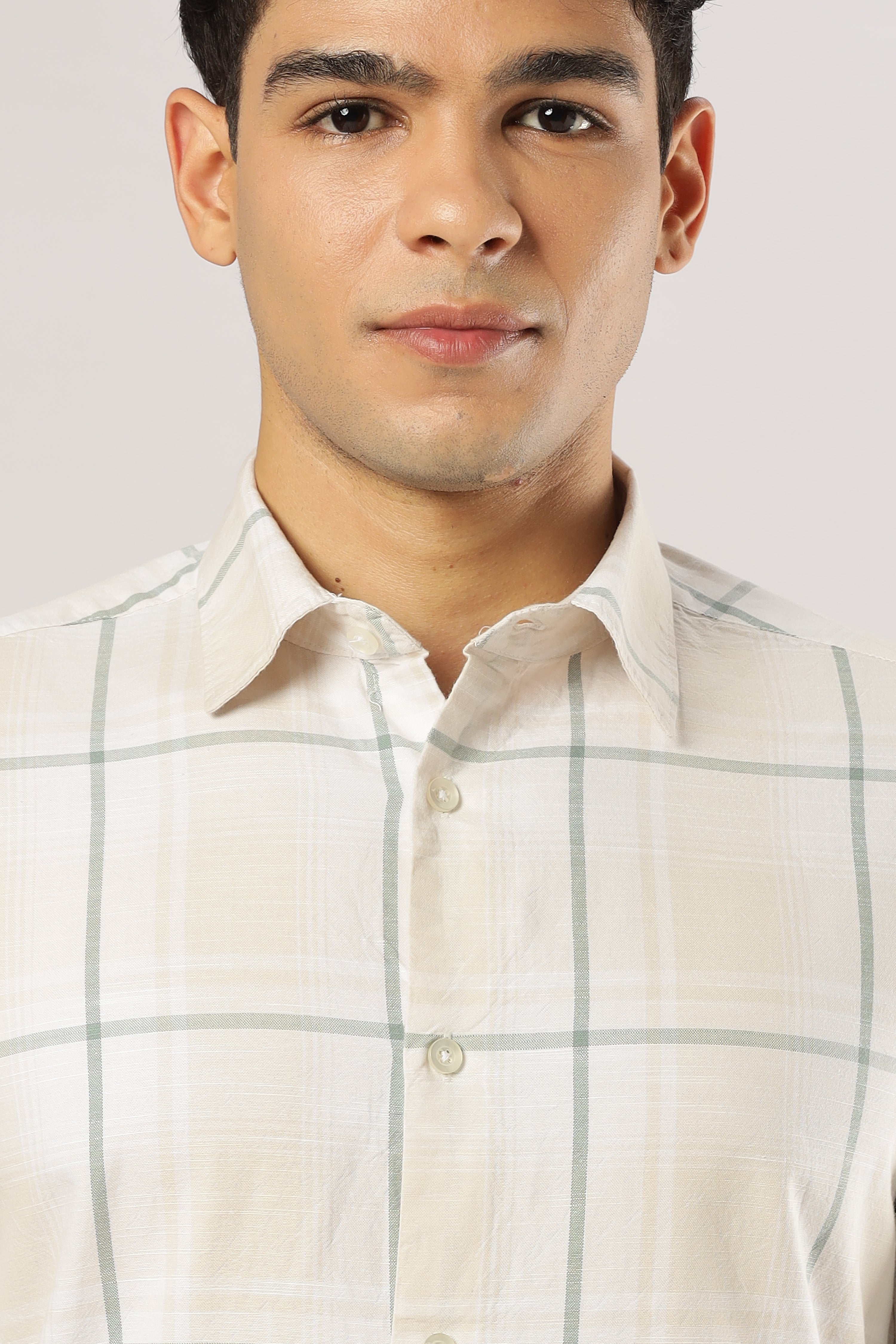 Sage Linen Windowpane Shirt