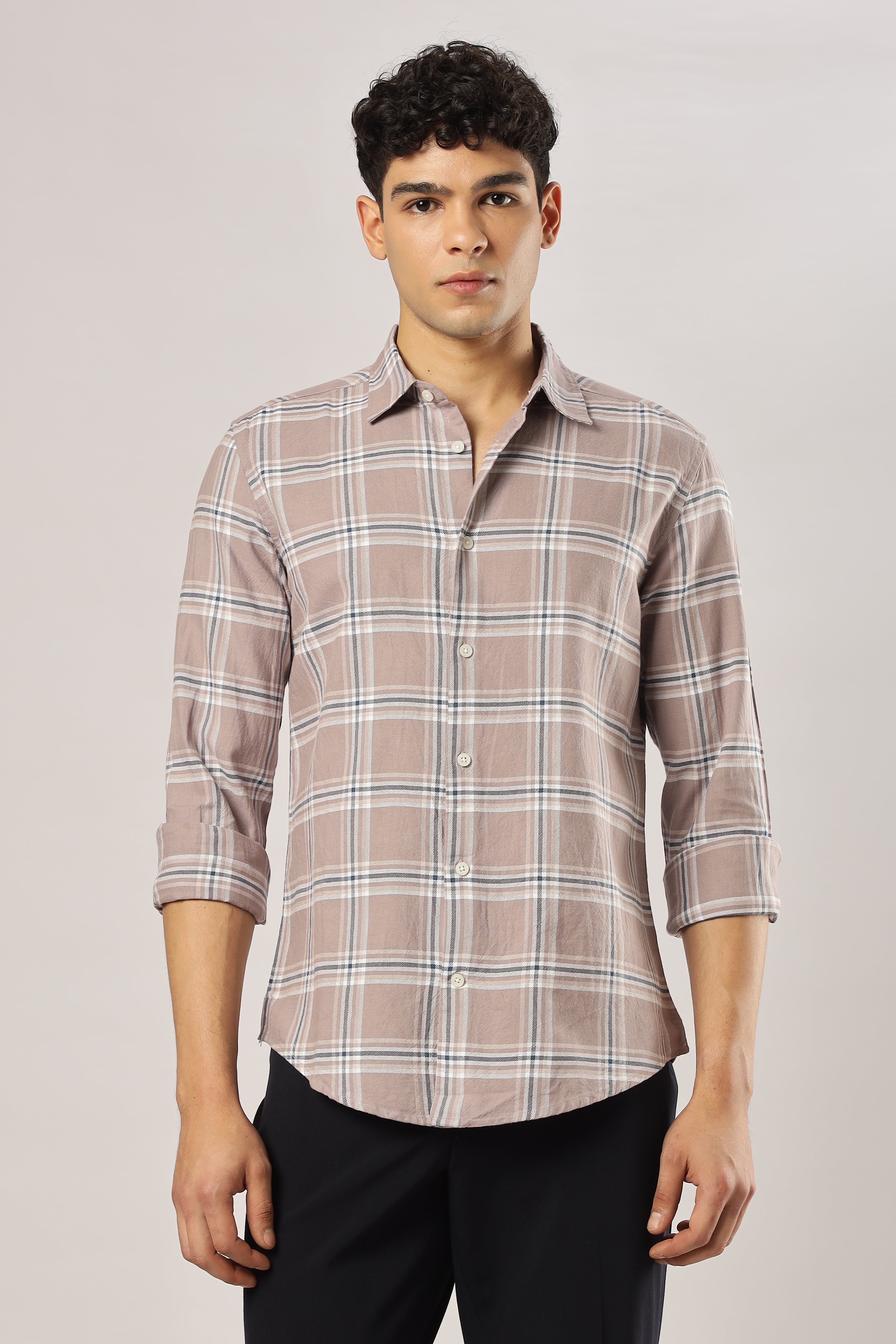 Mauve Grid Checks Shirt