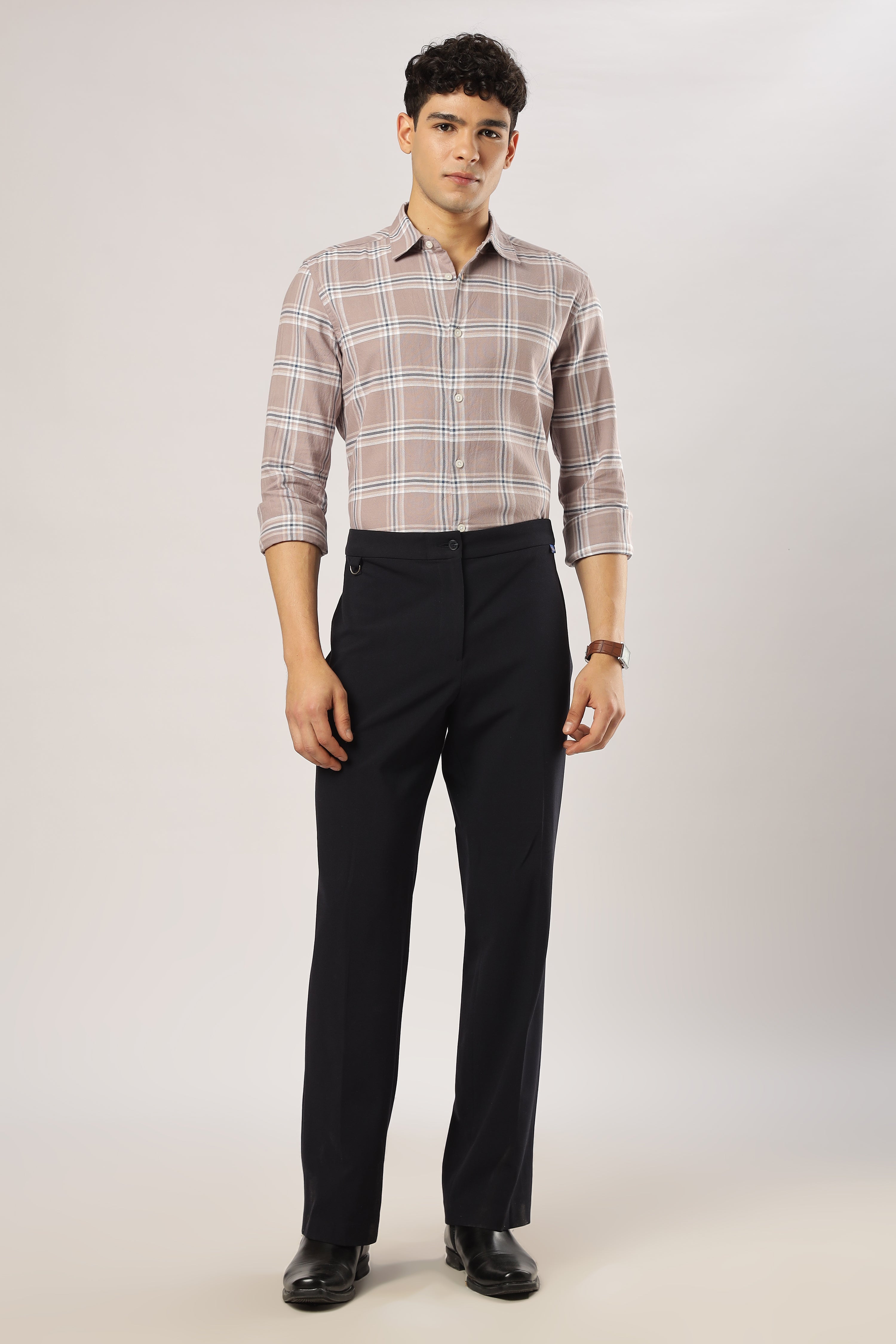 Mauve Grid Checks Shirt
