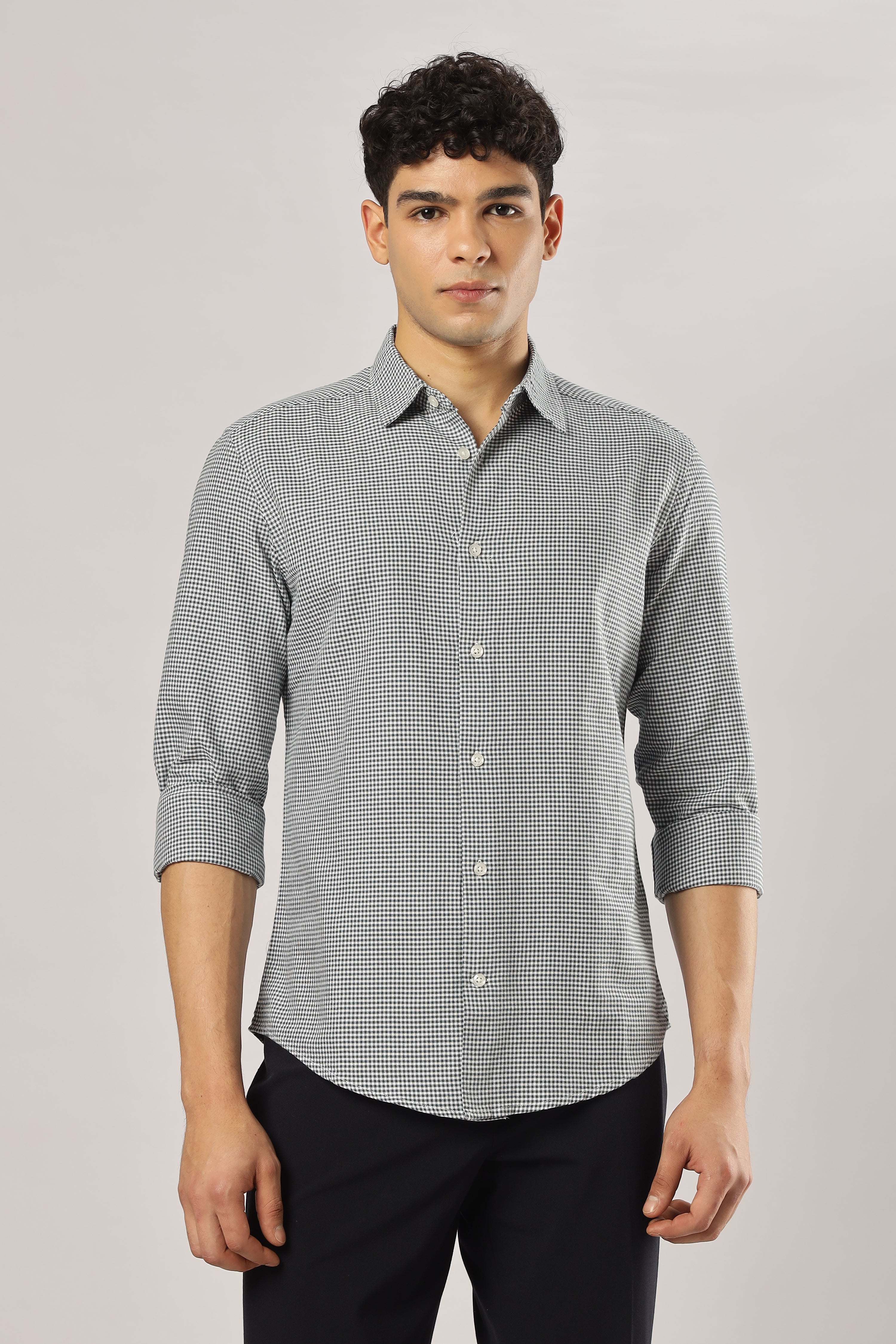 Green Micro Checks Shirt