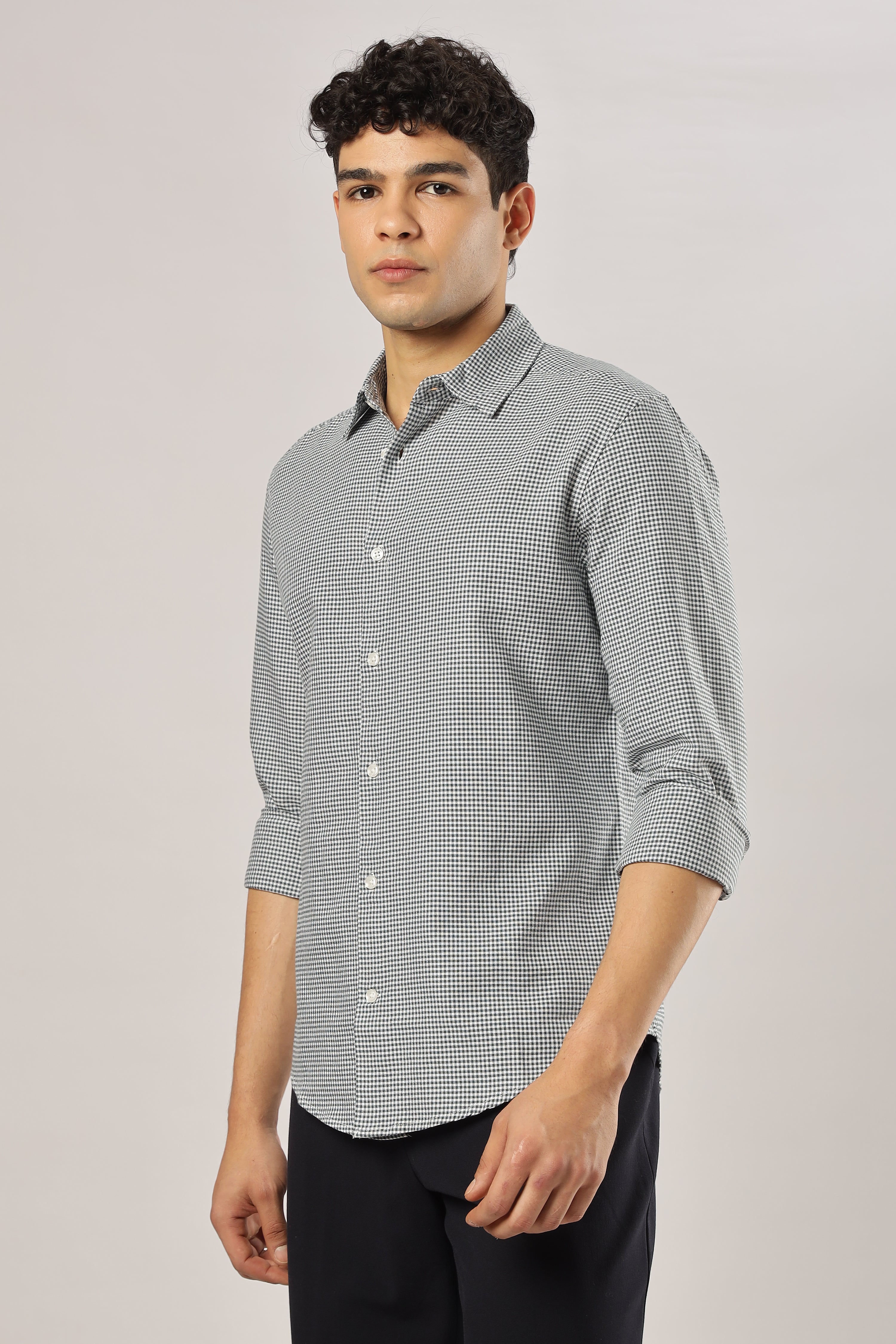 Green Micro Checks Shirt