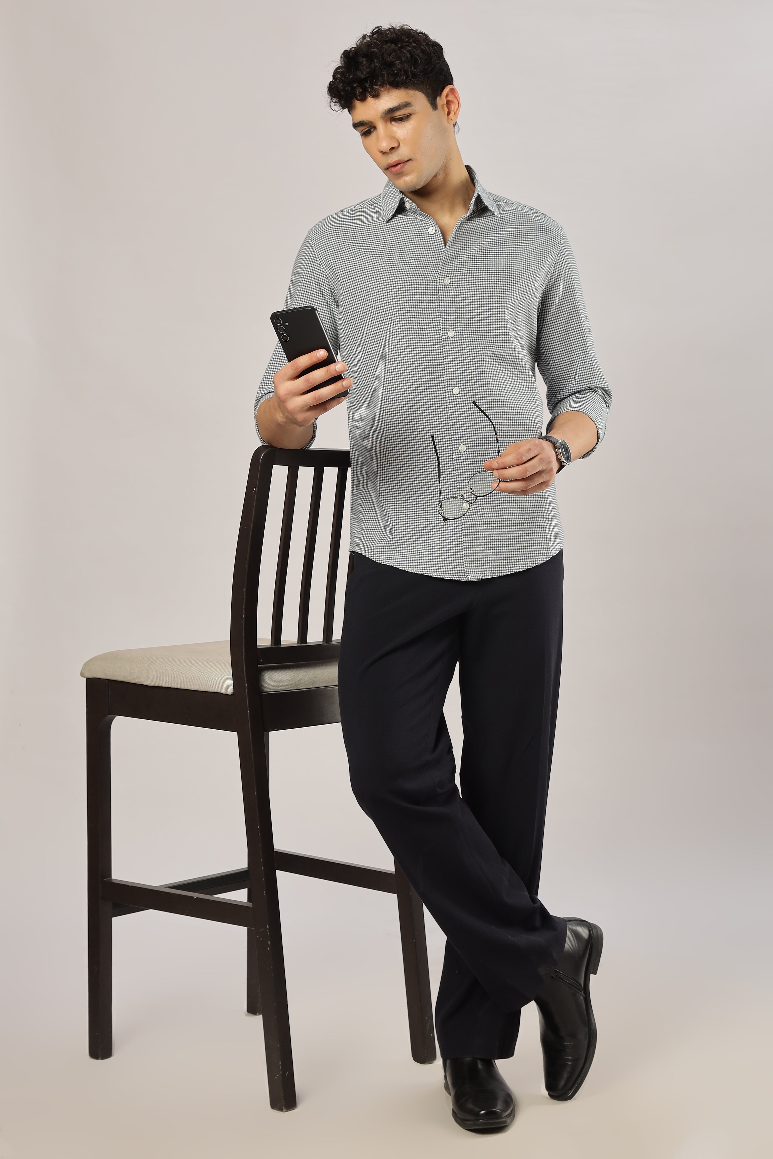 Green Micro Checks Shirt