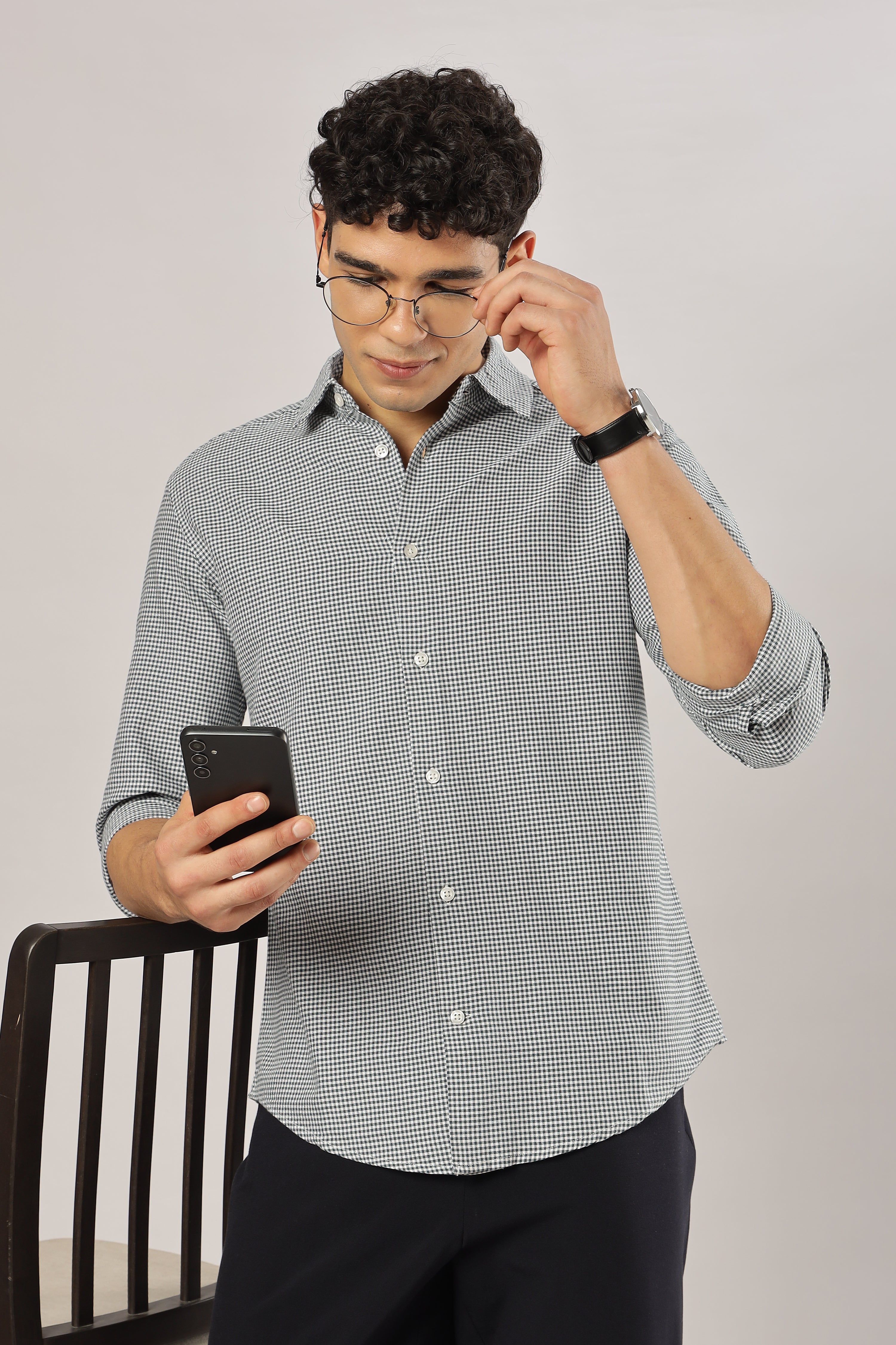 Green Micro Checks Shirt