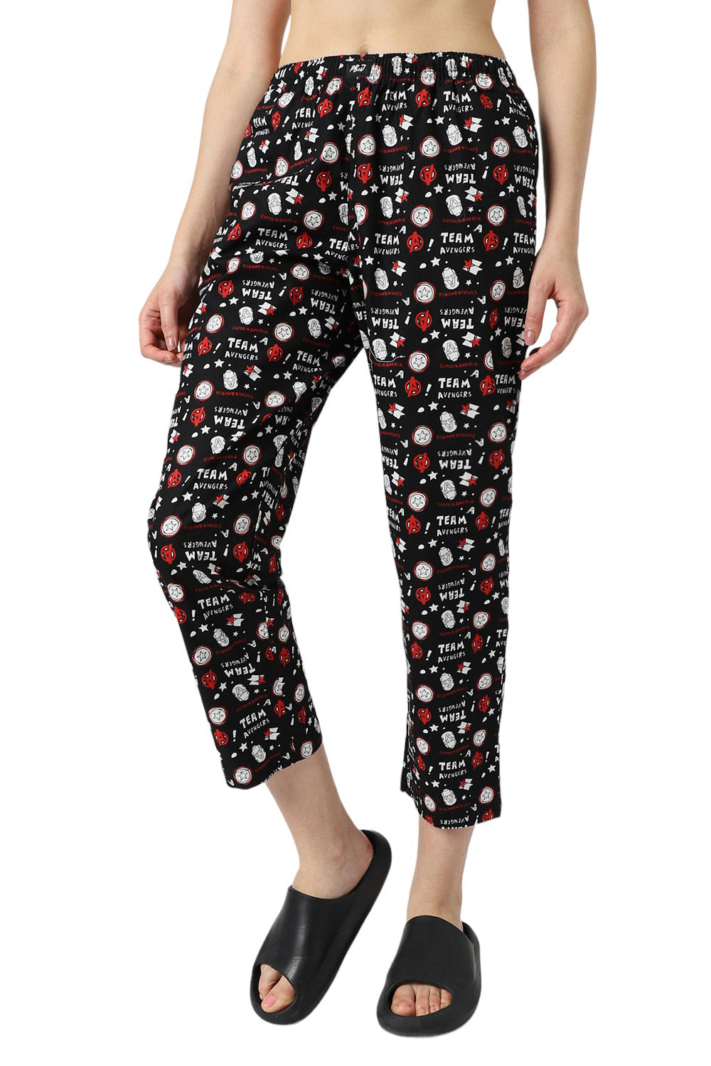 Women's Black Comics Print Pyjama