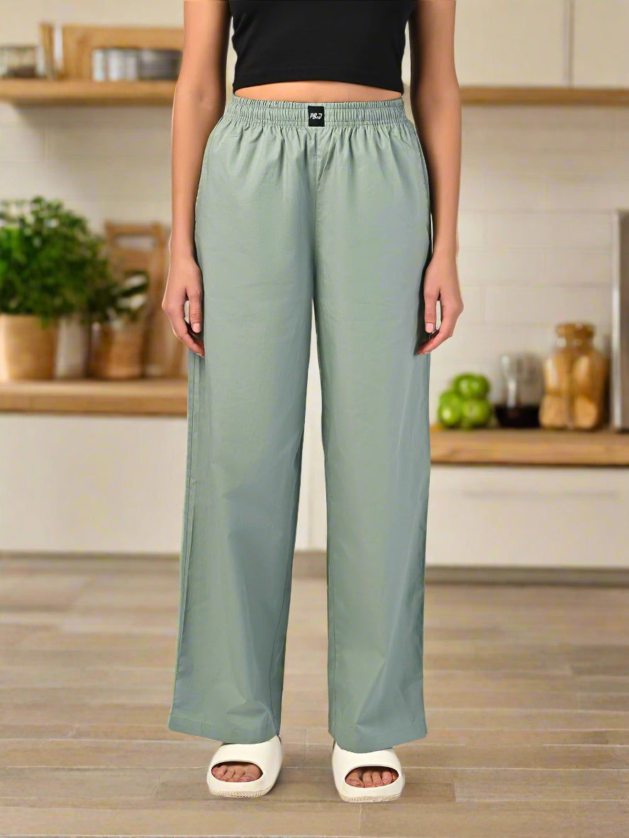 Women's Nap Green Wide Leg Pyjama Pants