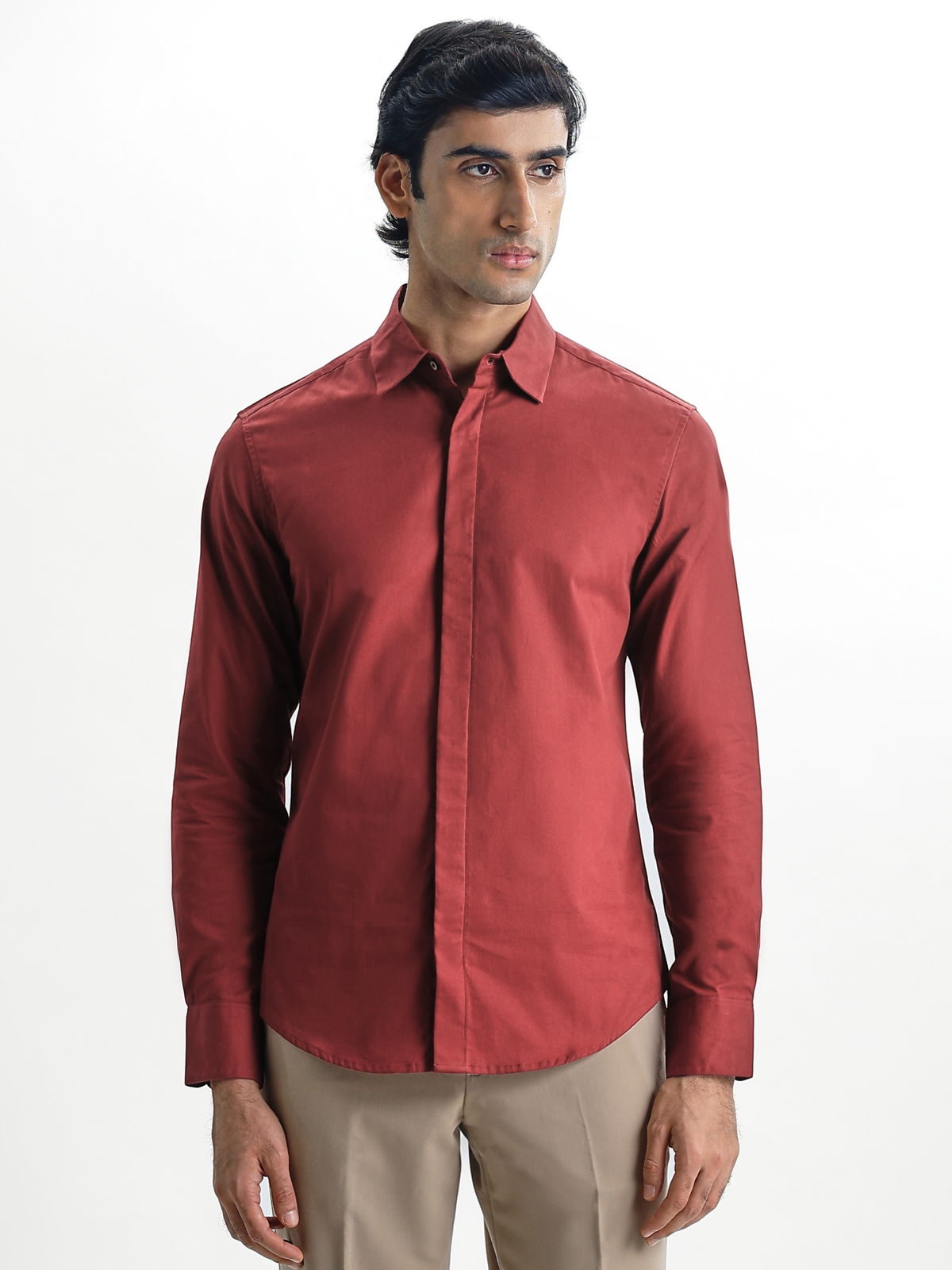 VINCENT-RUST REGULAR FIT PEACH FINISH COTTON SHIRT