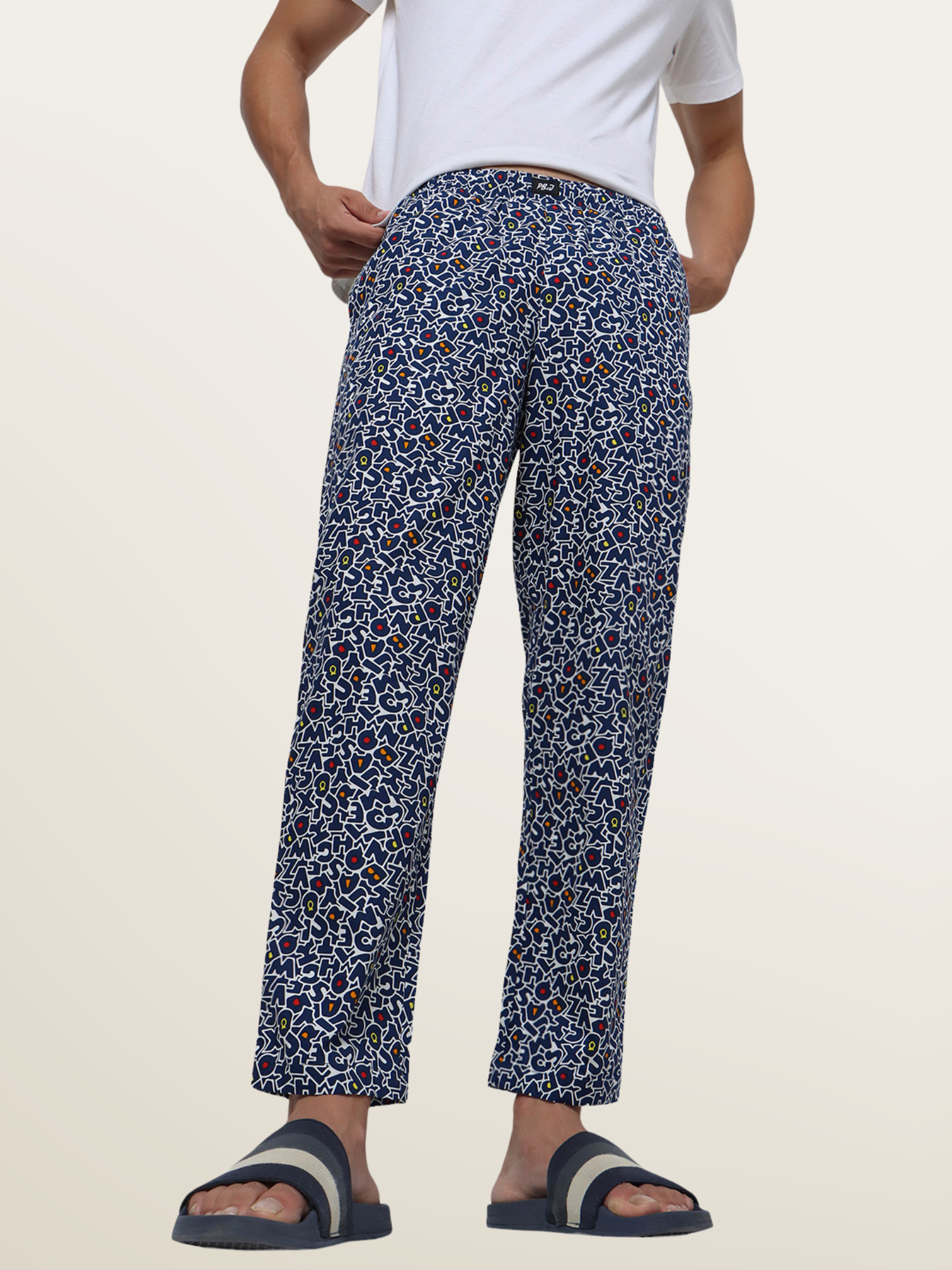 Men's Blue Printed Pyjamas