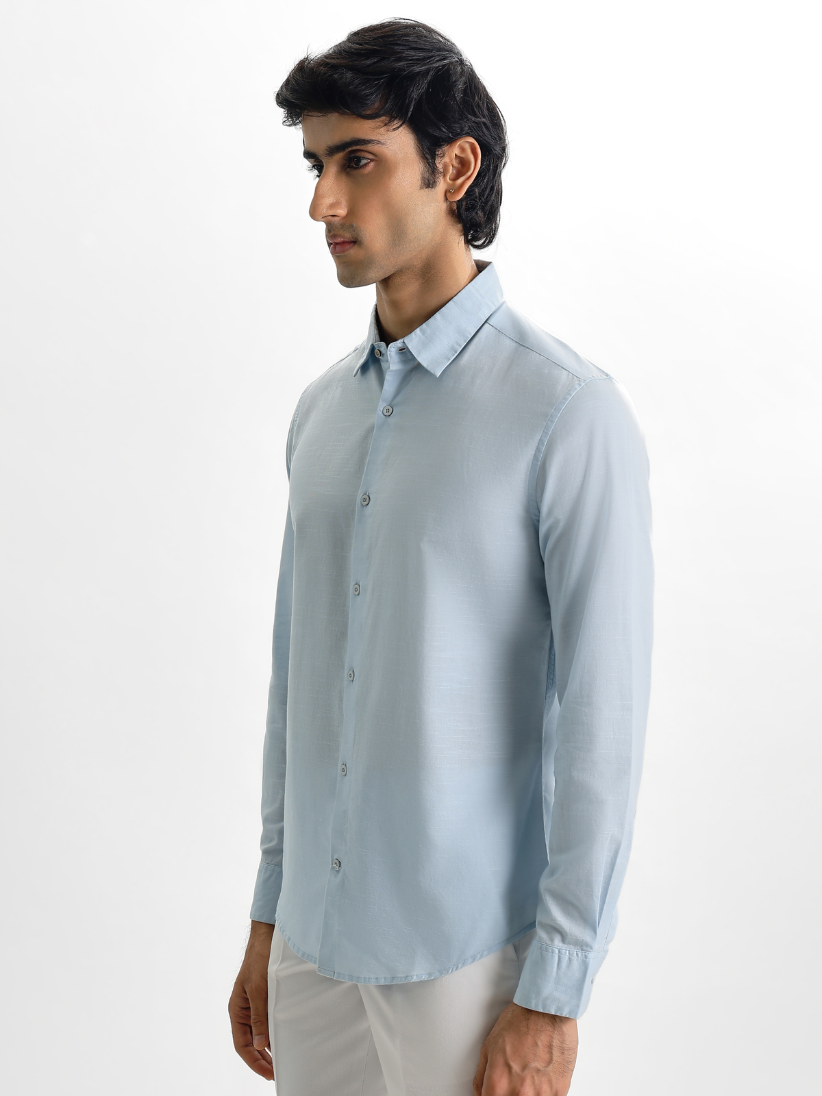 Arlo- Sky Blue Regular Fit Solid Linen Shirt