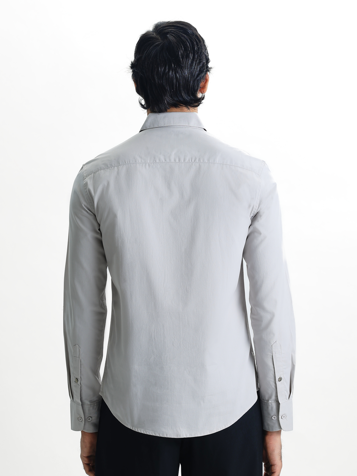 VINCENT-SMOKE GREY REGULAR FIT PEACH FINISH COTTON SHIRT