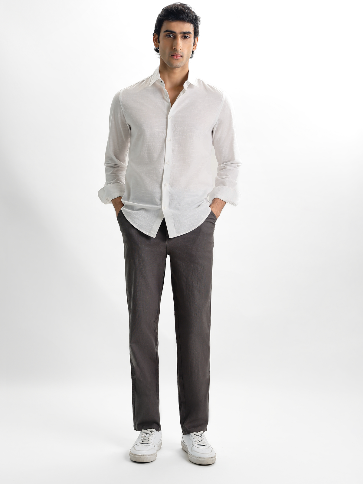 Charcoal Grey Linen Trousers