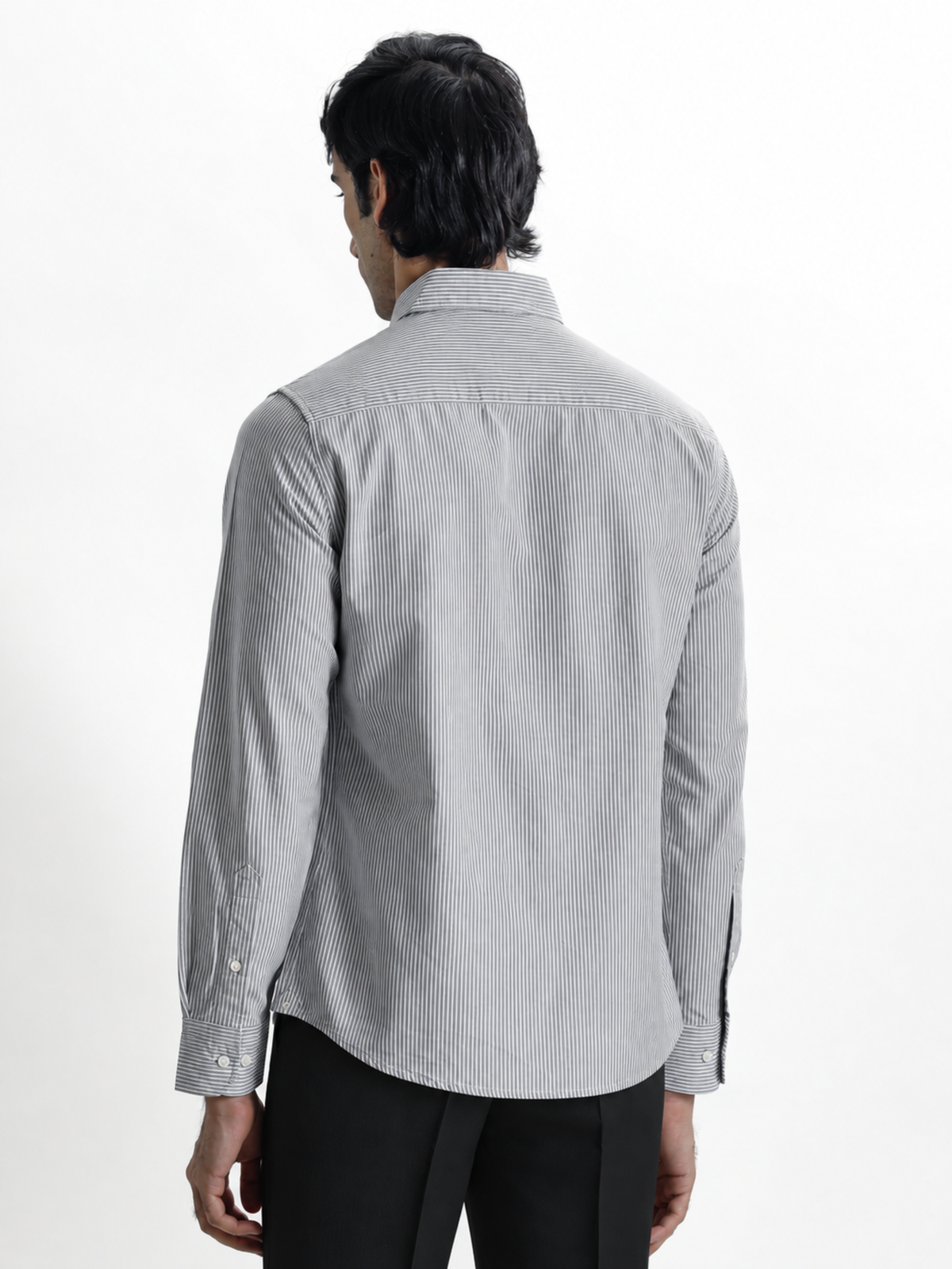 ROGUE- Black Striped Regular Fit Cotton Shirt