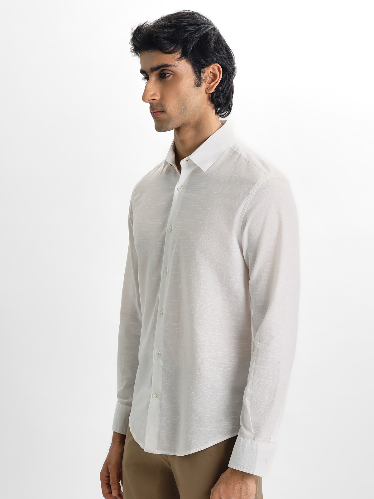 Arlo- White Regular Fit Solid Linen Shirt