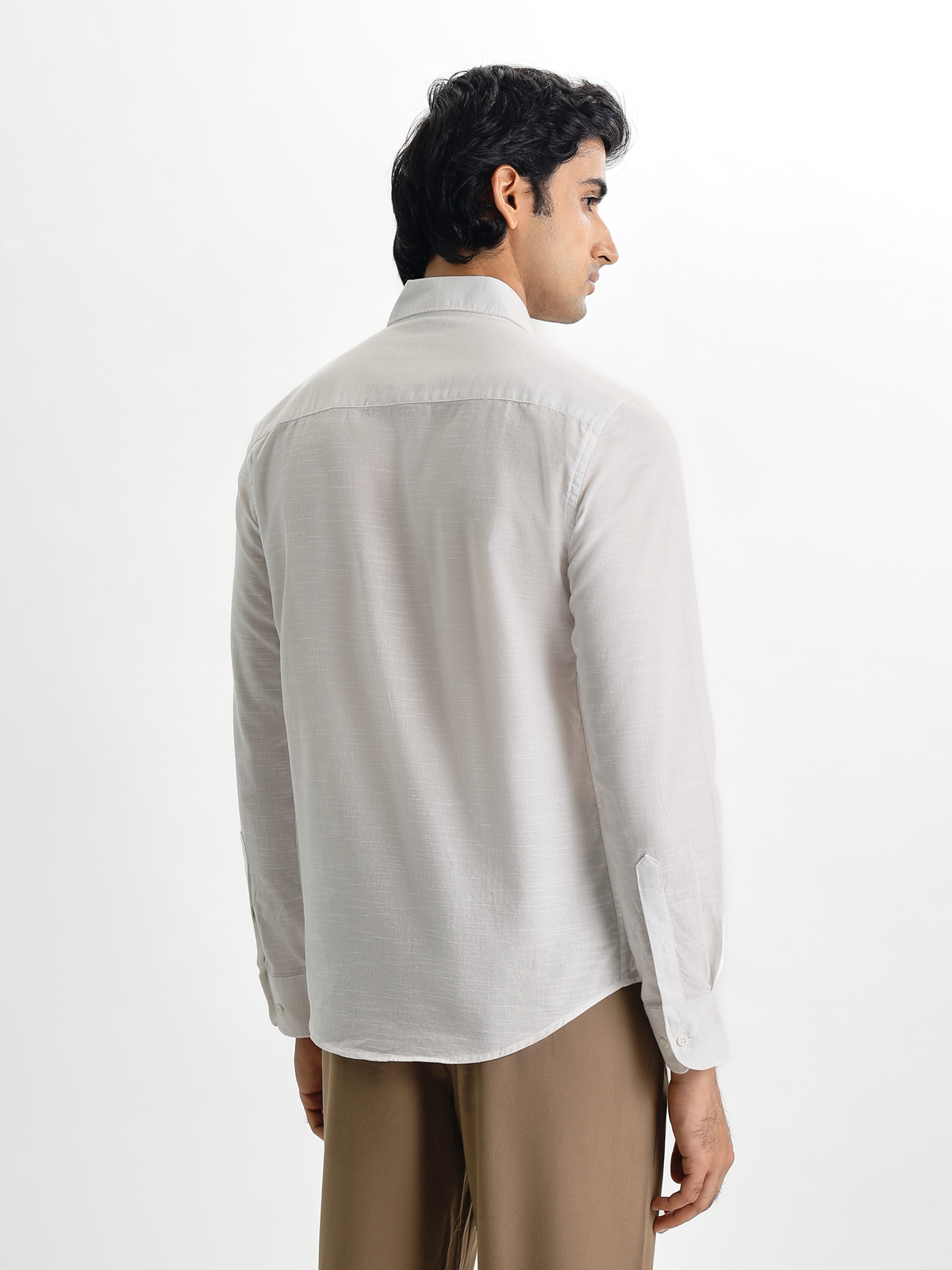 Arlo- White Regular Fit Solid Linen Shirt