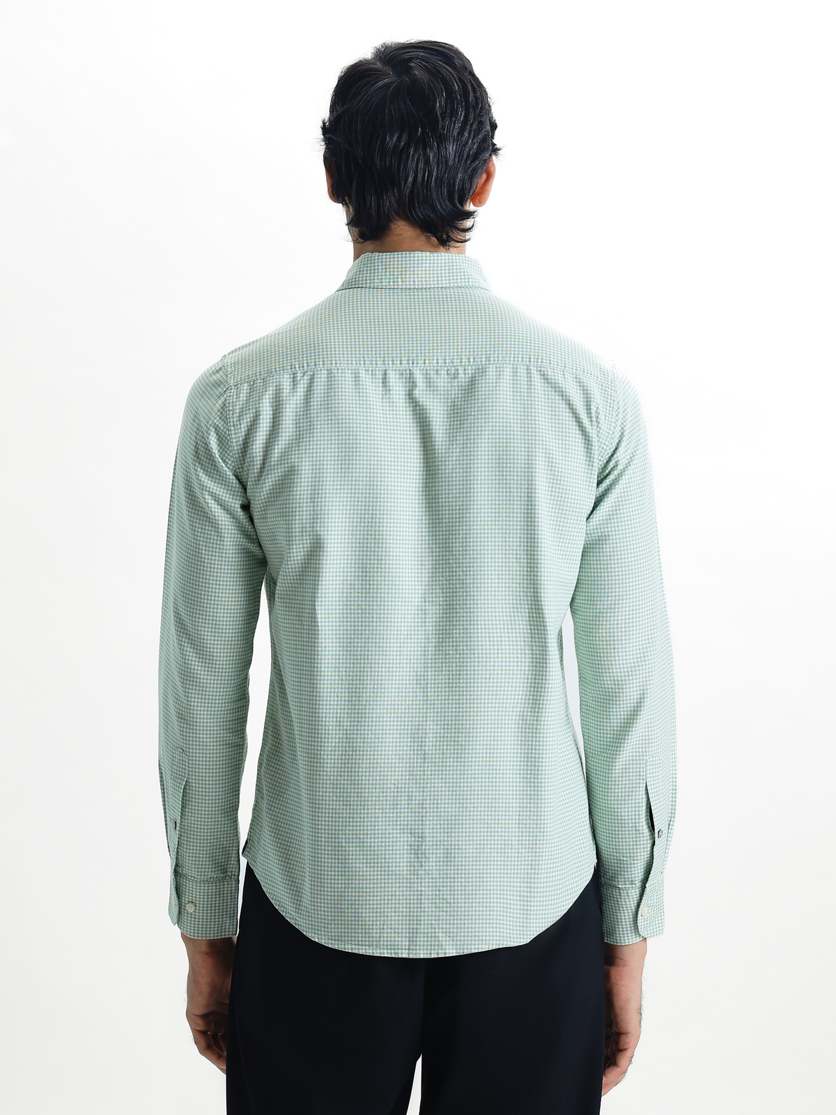 EVARIST- Green Regular Fit Gingham Checks Cotton Shirt