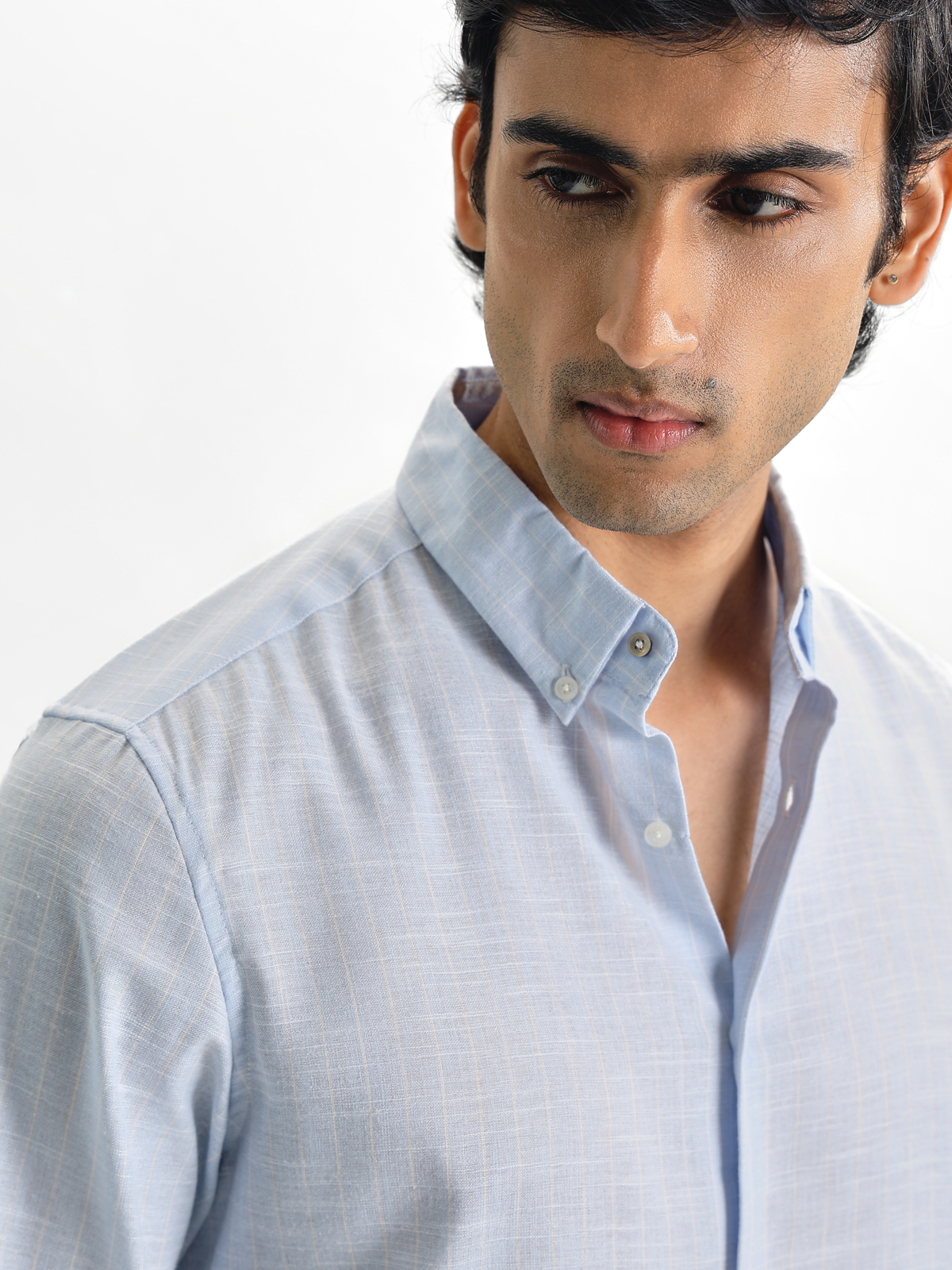 Milo-Sky Blue Regular Fit Striped Linen Shirt