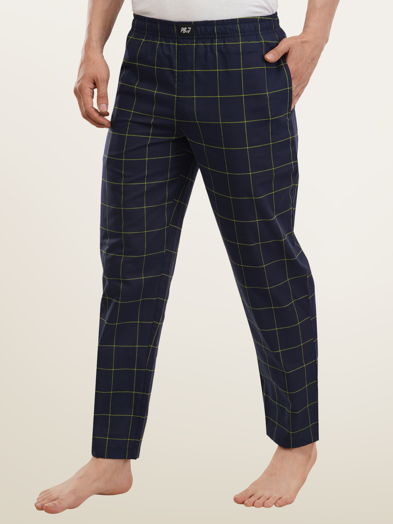 Men's Blue Yellow Checks Pyjamas