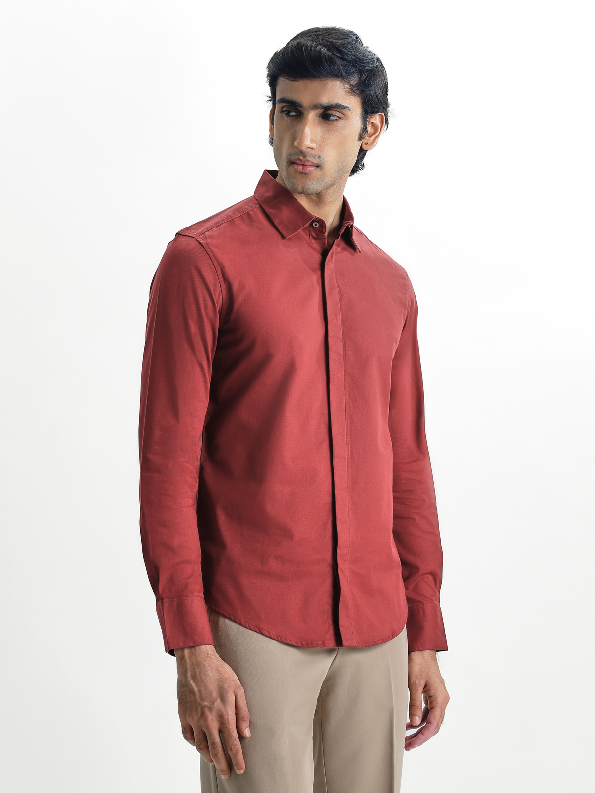VINCENT-RUST REGULAR FIT PEACH FINISH COTTON SHIRT