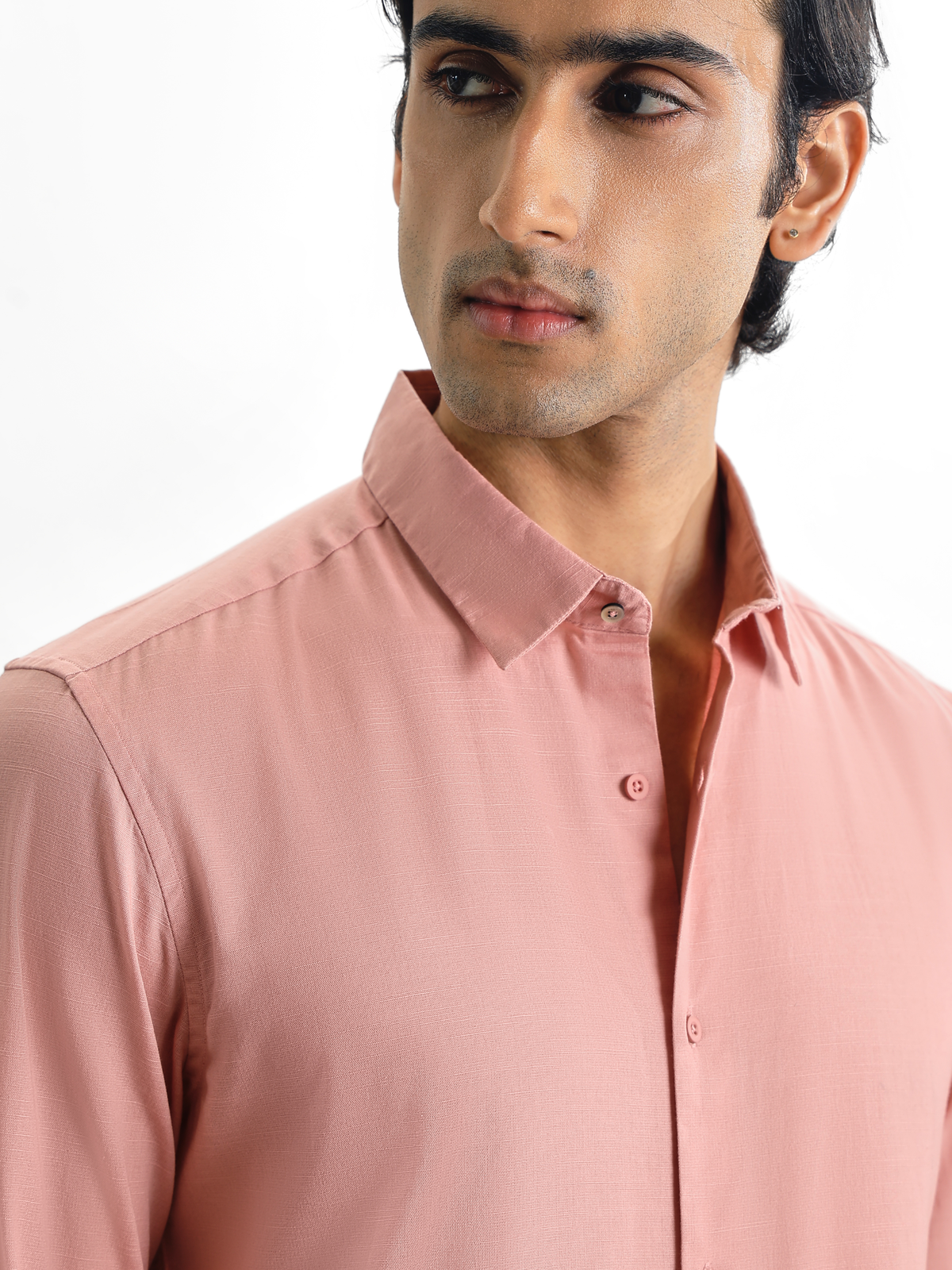 Arlo- Pink Regular Fit Solid Linen Shirt