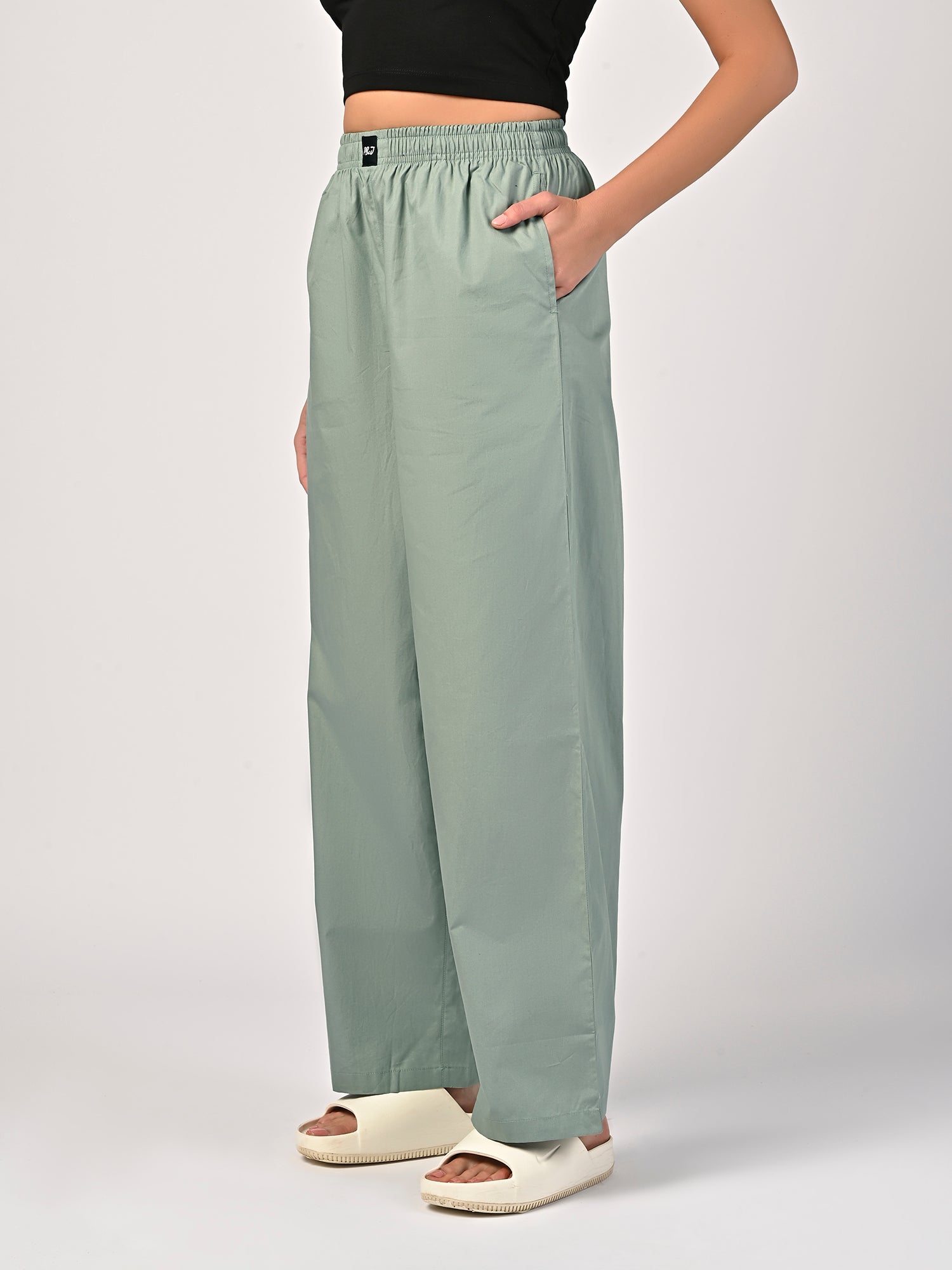 Women's Nap Green Wide Leg Pyjama Pants