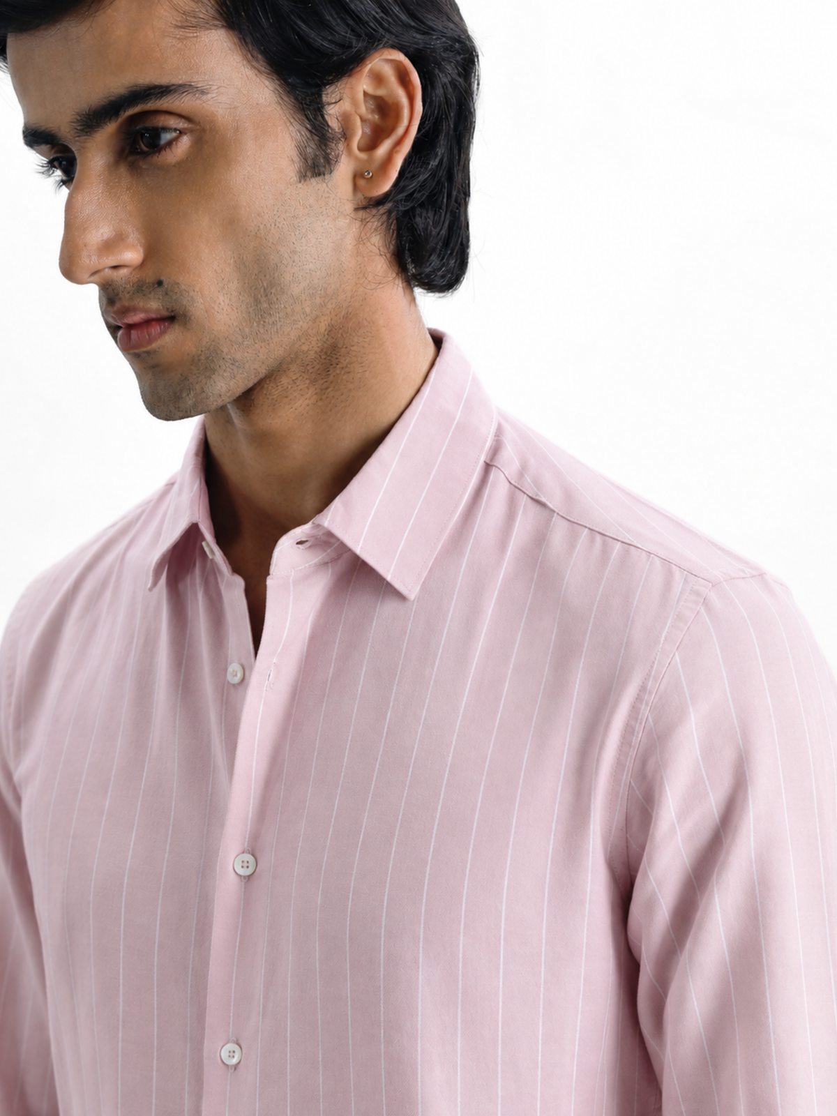LEONARD- Pink Striped Regular Fit Cotton Shirt