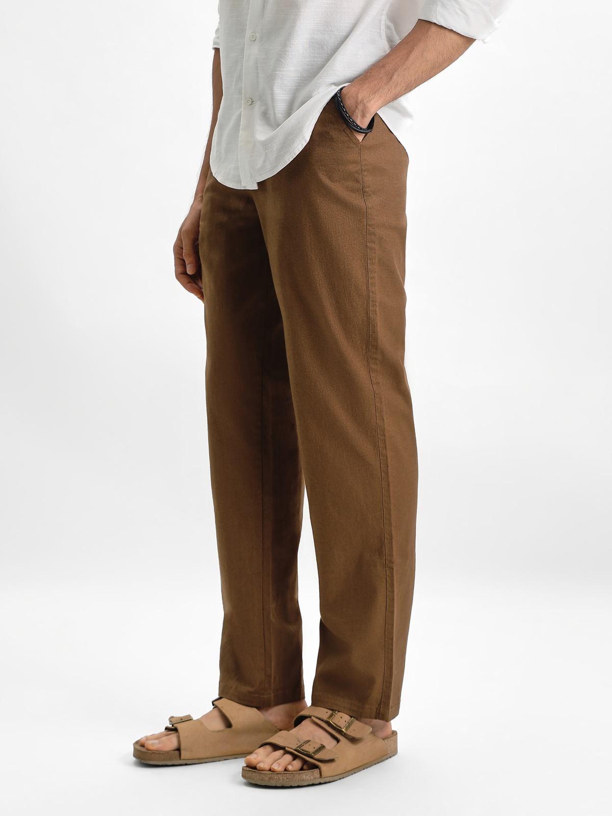Coffee Brown Linen Trousers