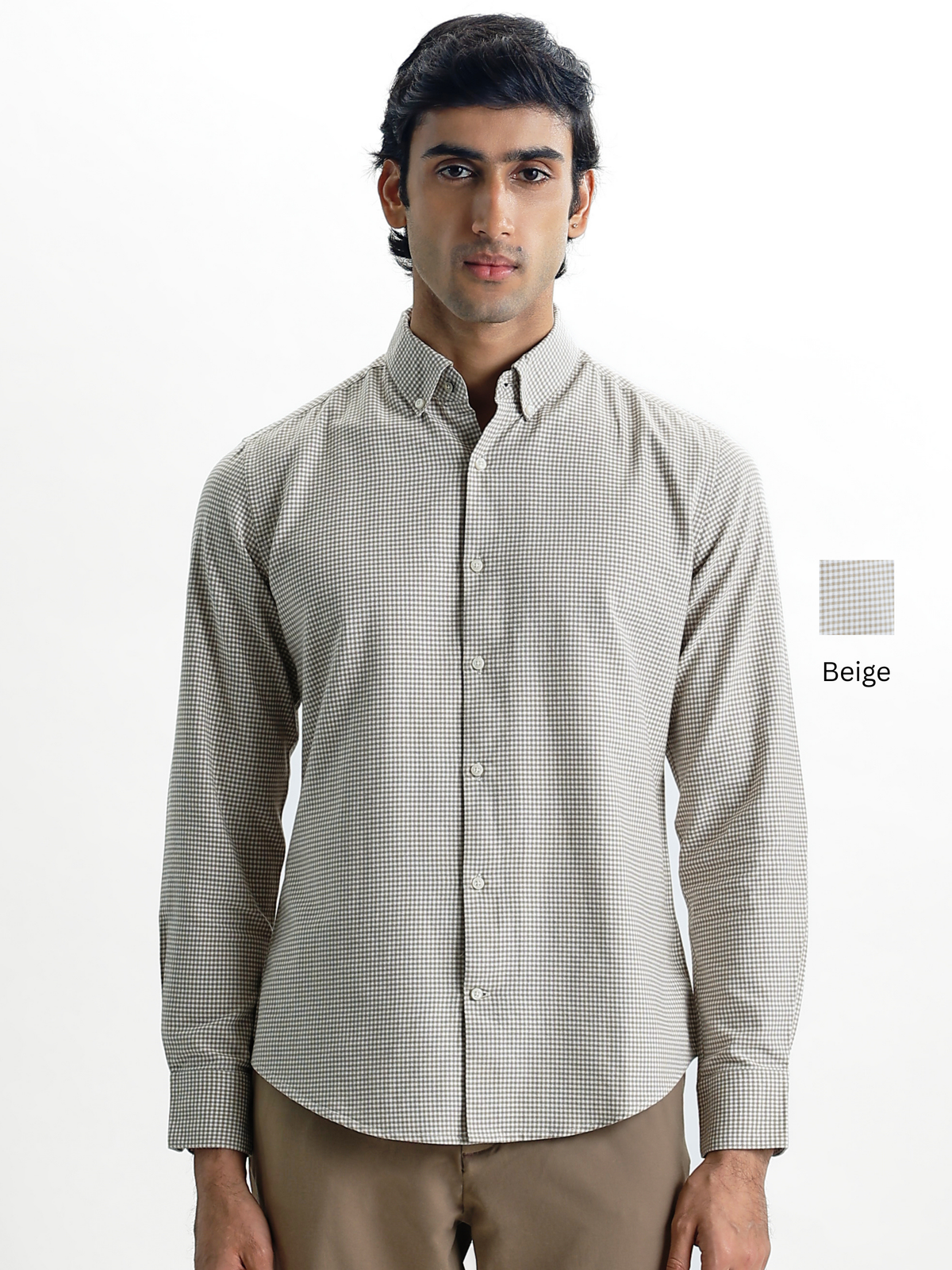 EVARIST- Regular Fit Gingham Checks Cotton Shirt