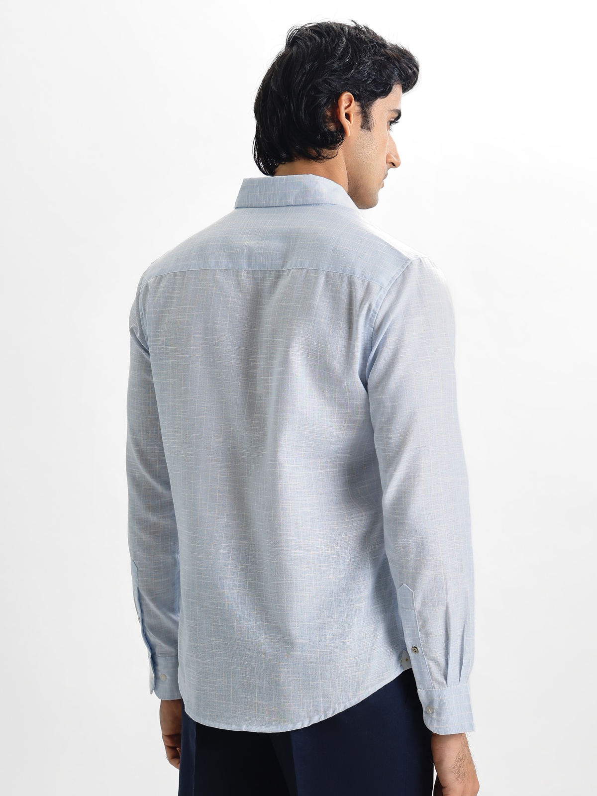 Milo-Sky Blue Regular Fit Striped Linen Shirt
