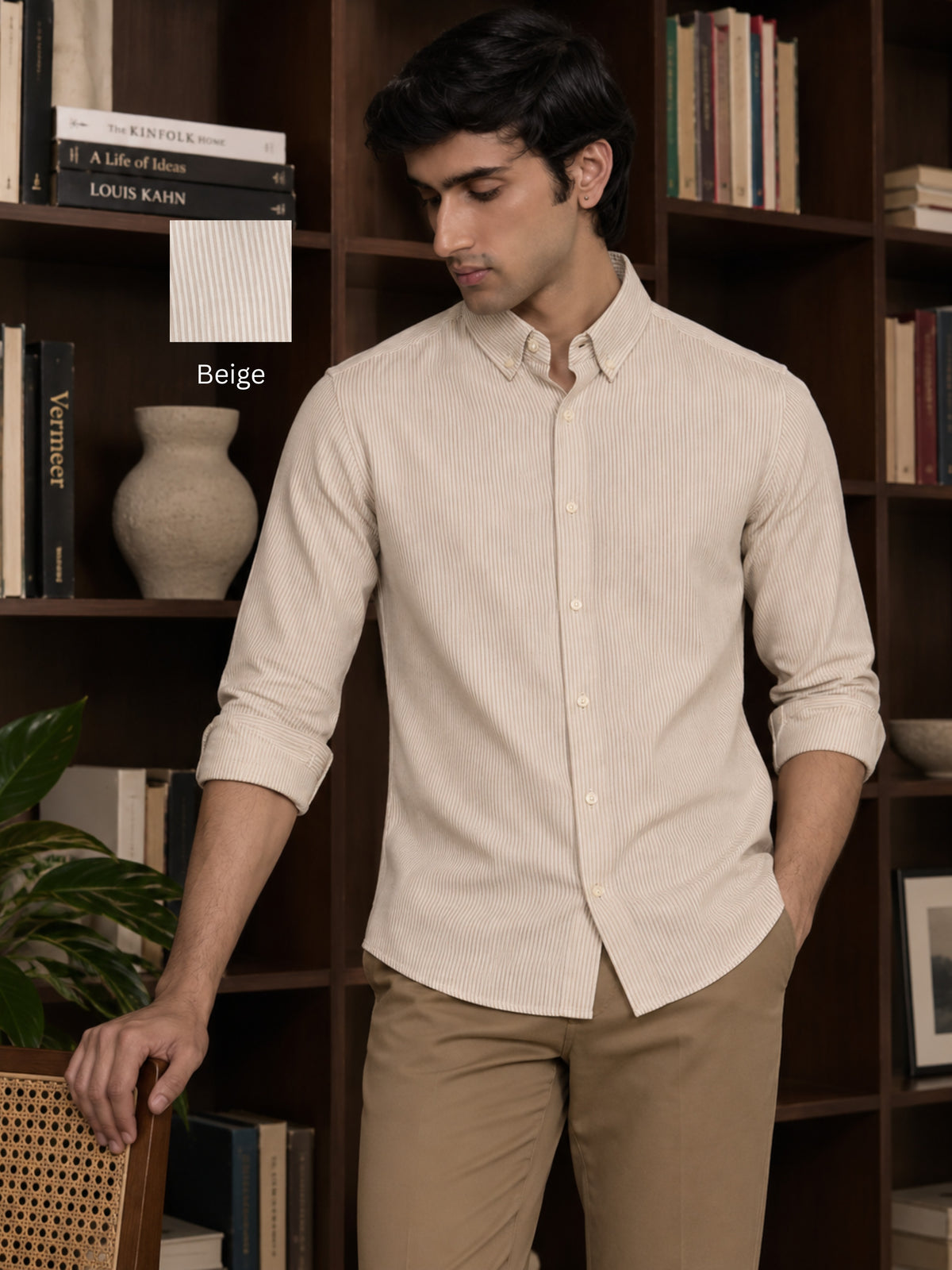Rogue - Oxford Pinstriped Regular Fit Cotton Shirt