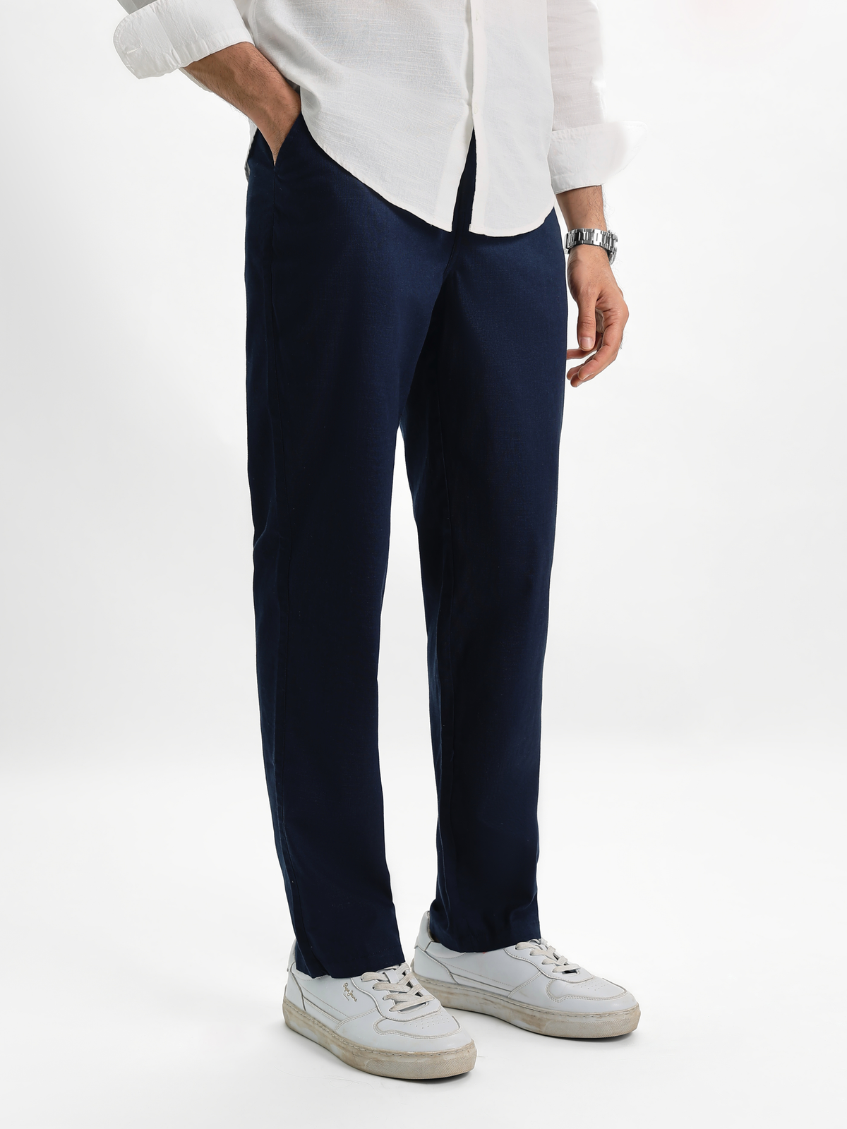 Deep Navy Linen Trousers