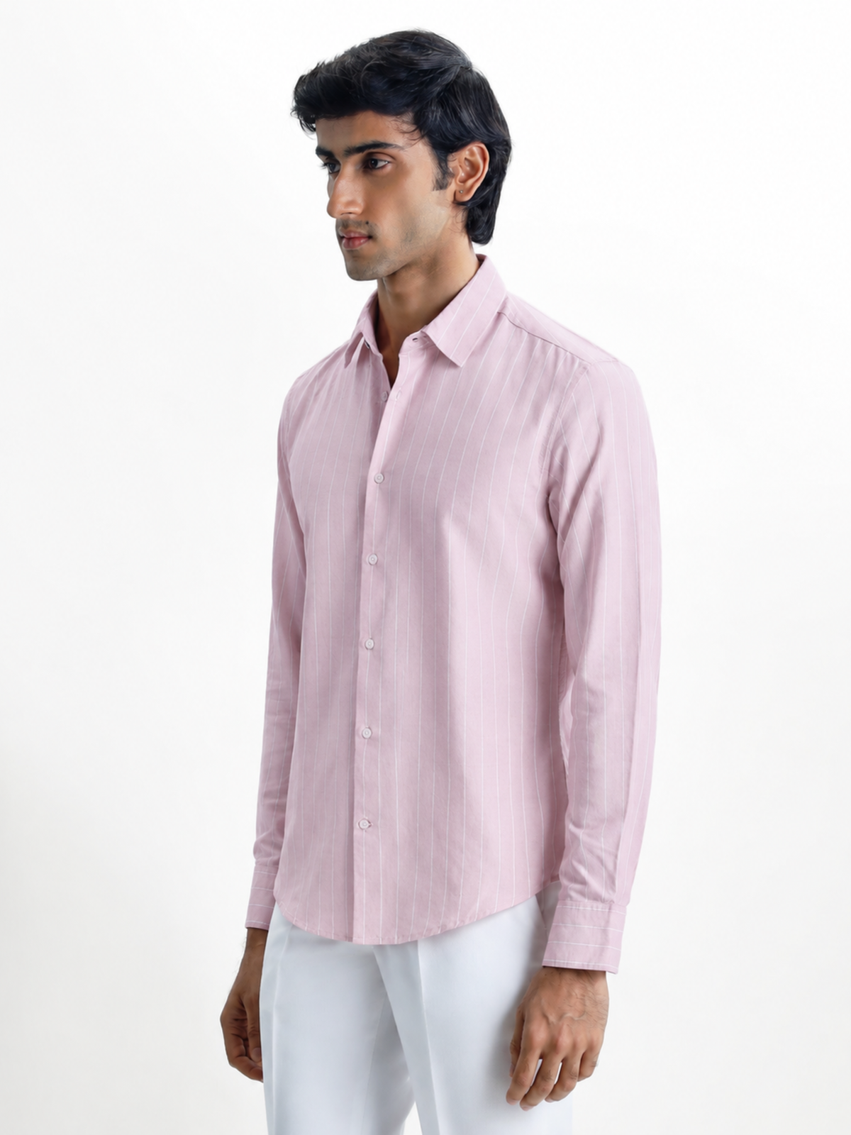 LEONARD- Pink Striped Regular Fit Cotton Shirt