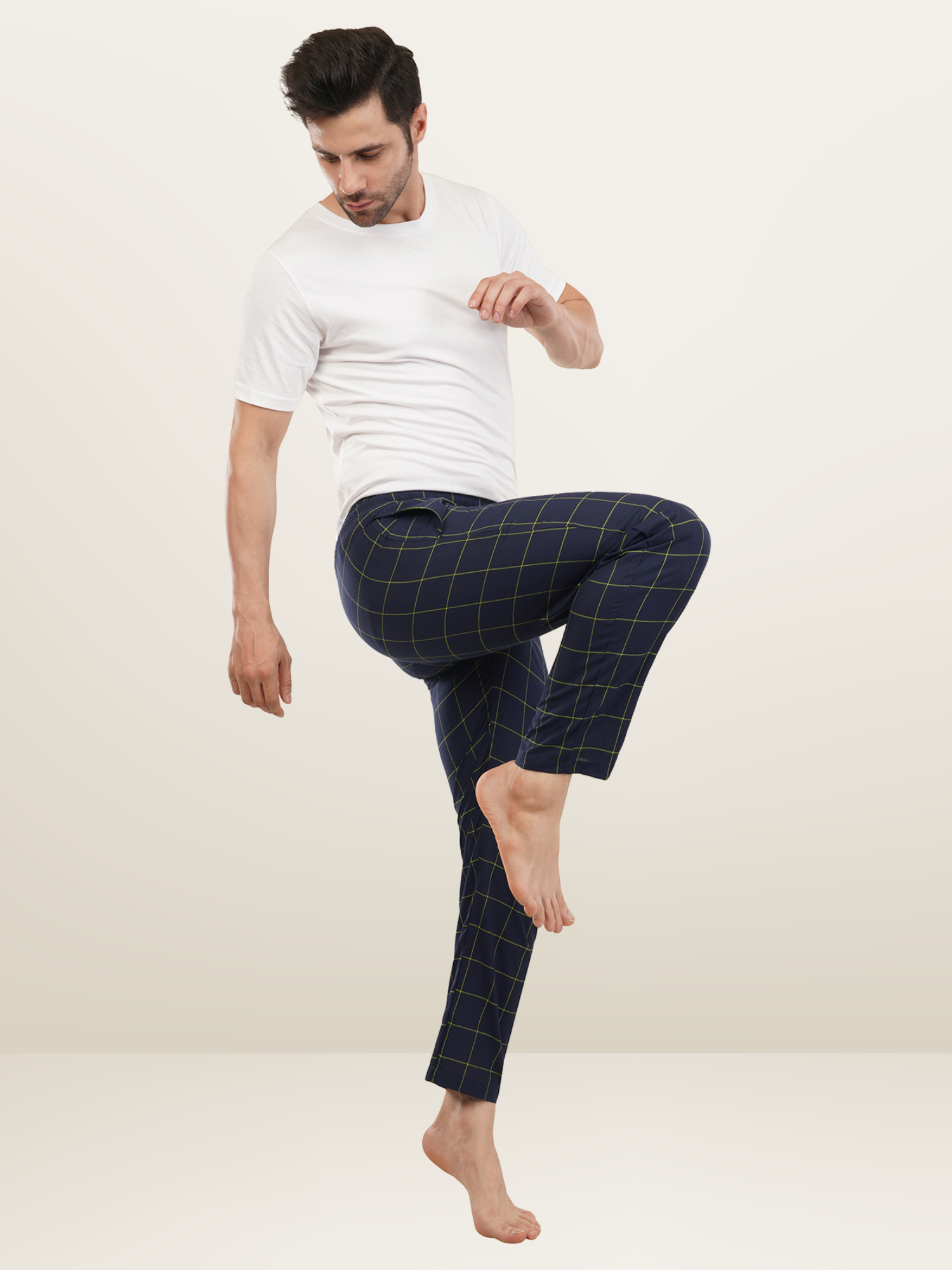 Men's Blue Yellow Checks Pyjamas