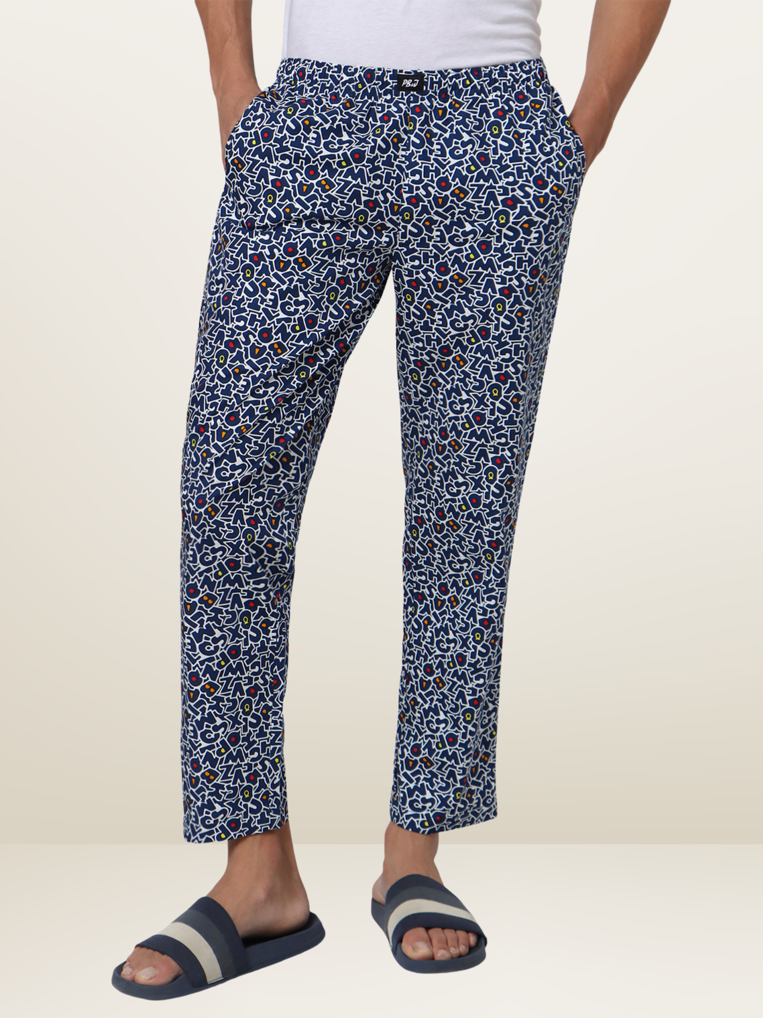 Men's Blue Printed Pyjamas