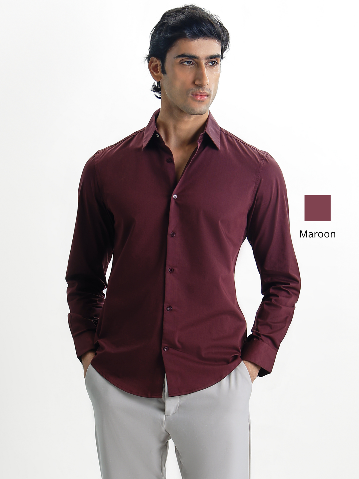 SANTINO-REGULAR FIT POPLIN LYCRA SHIRT
