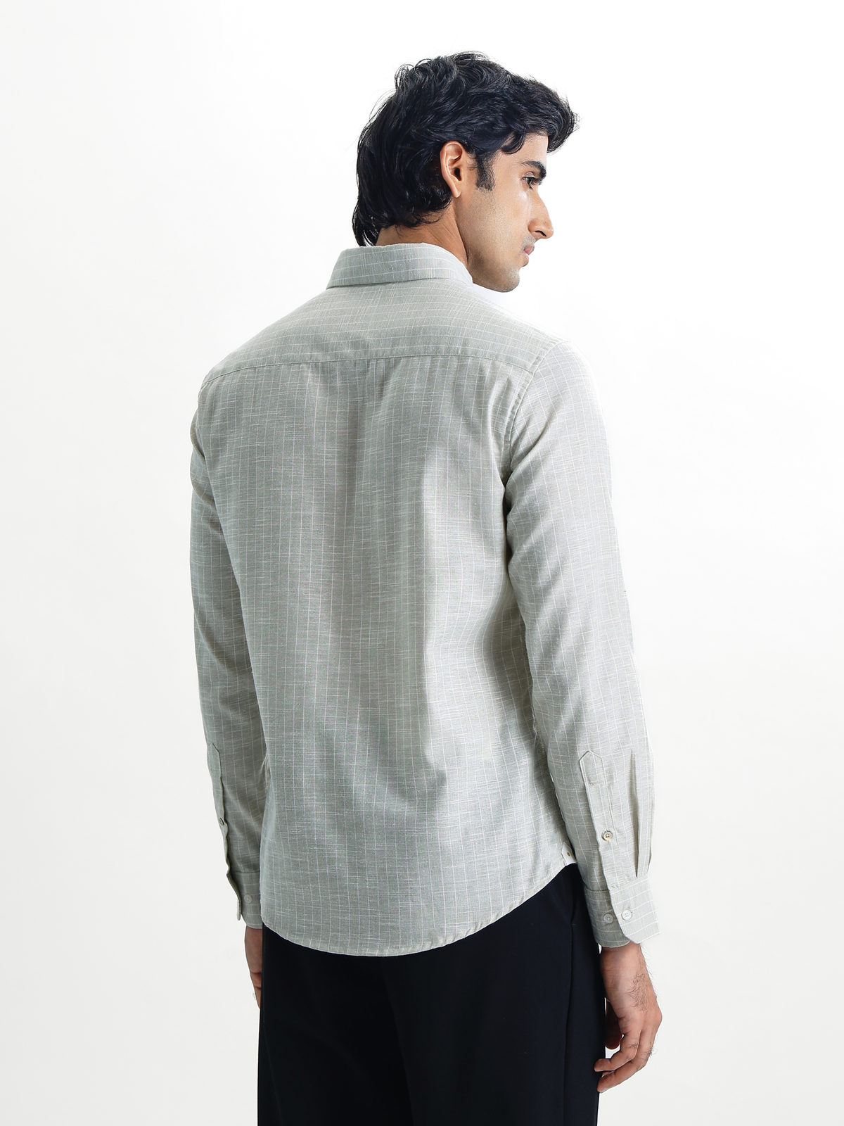 Milo-Green Regular Fit Striped Linen Shirt